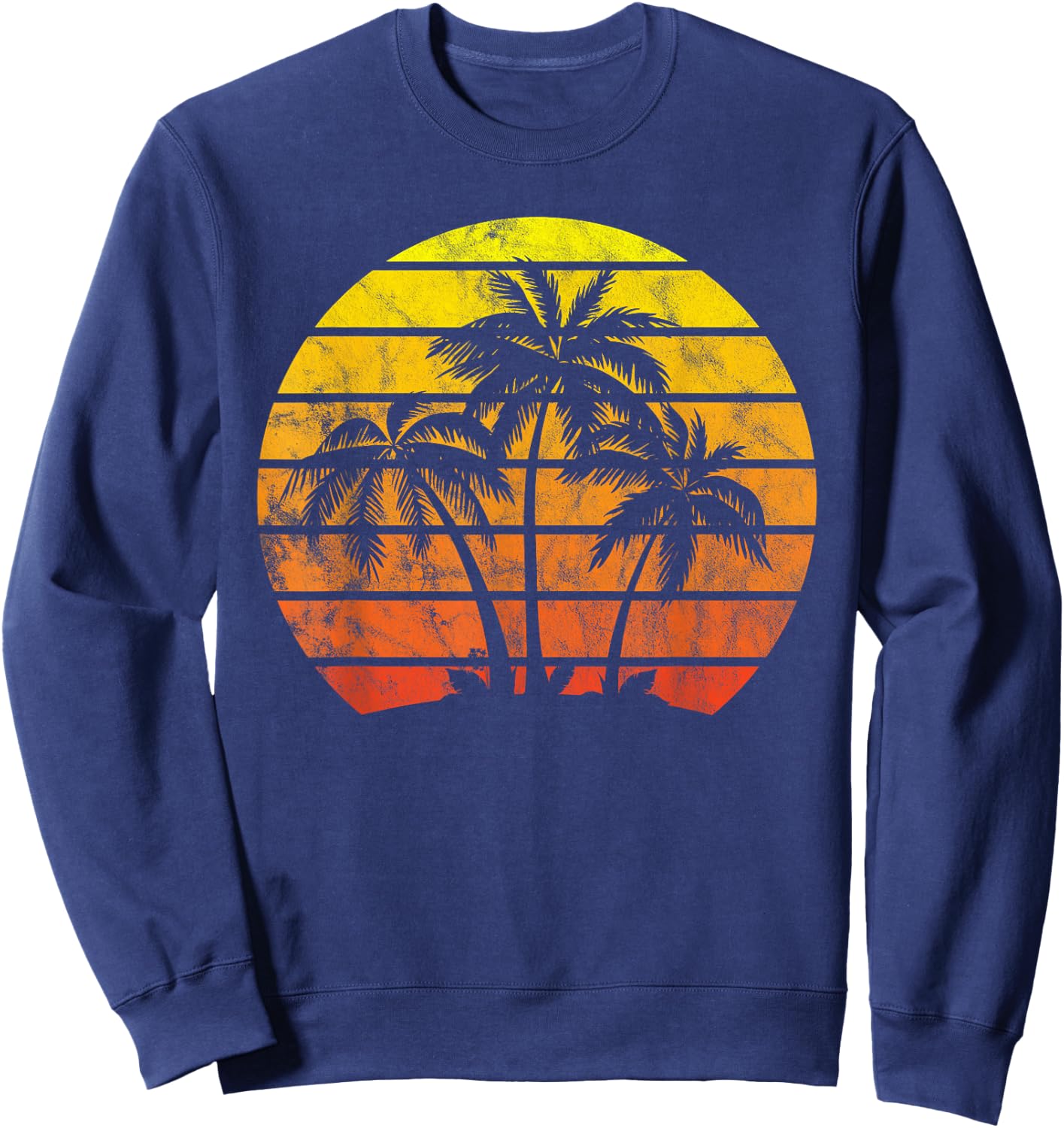 Retro Vintage Sunset Coco Palm Tree Shirts Tropical Beach Sweatshirt - Sweatshirt | Navy