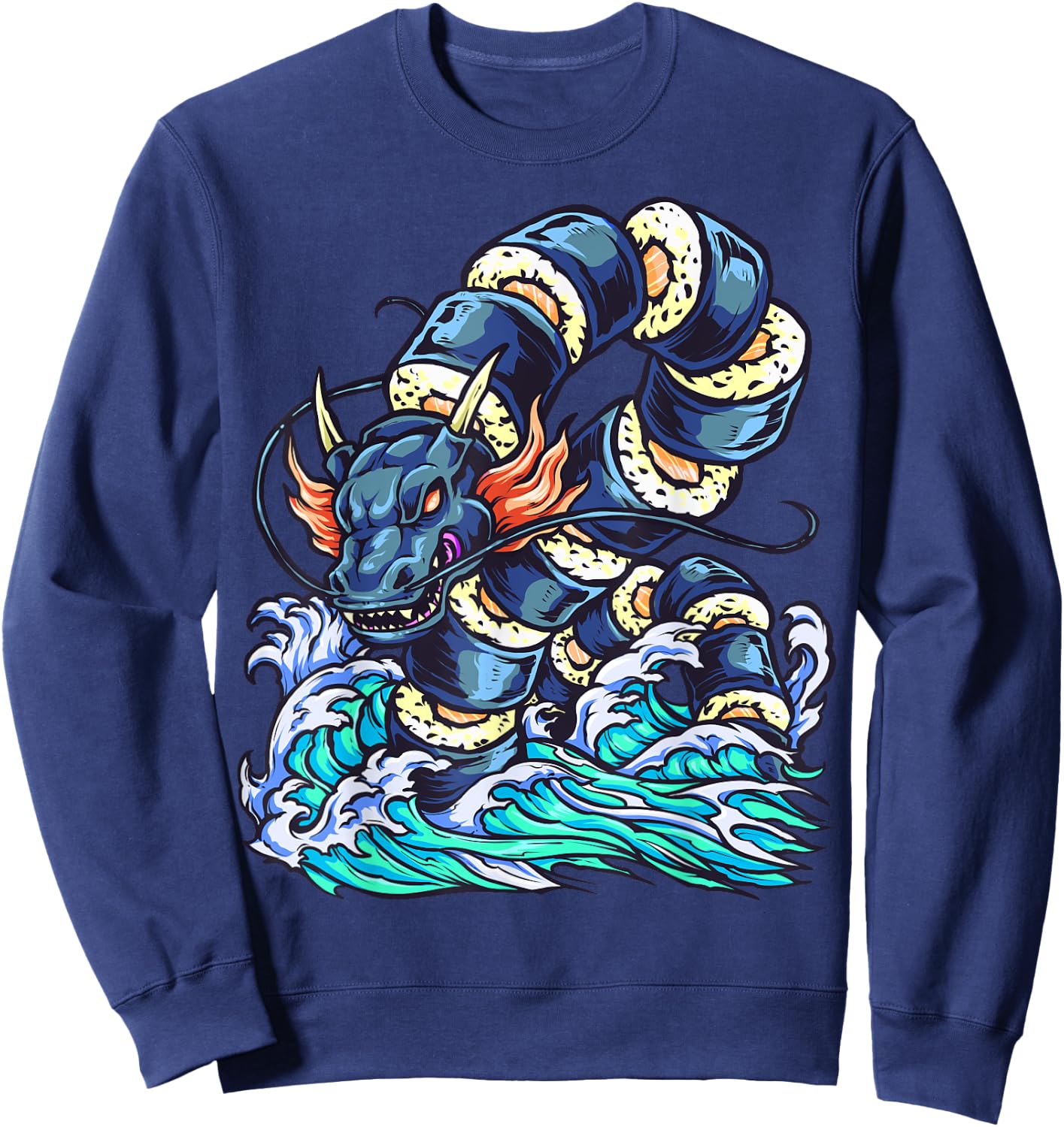 Sushi Dragon Sushi Lover Sushi Restaurant Japanese Art Sweatshirt - Sweatshirt | Navy