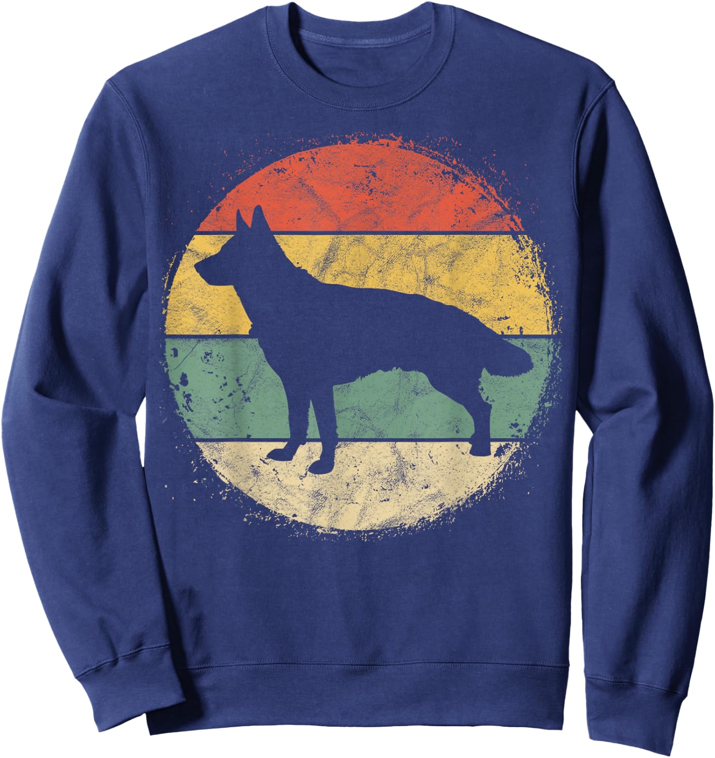 Circular Retro German Shepherd Owner Gift Shepard Dad Mom Sweatshirt - Sweatshirt | Navy