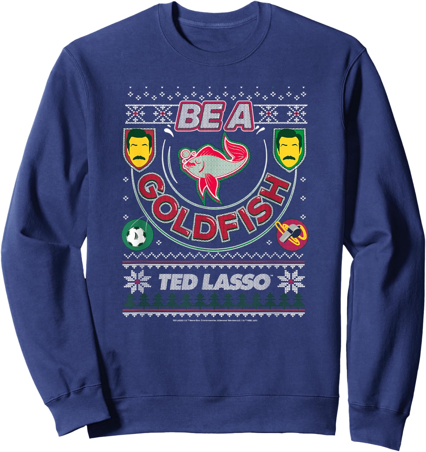 Ted Lasso Christmas Be A Goldfish Ugly Sweater Sweatshirt - Sweatshirt | Navy