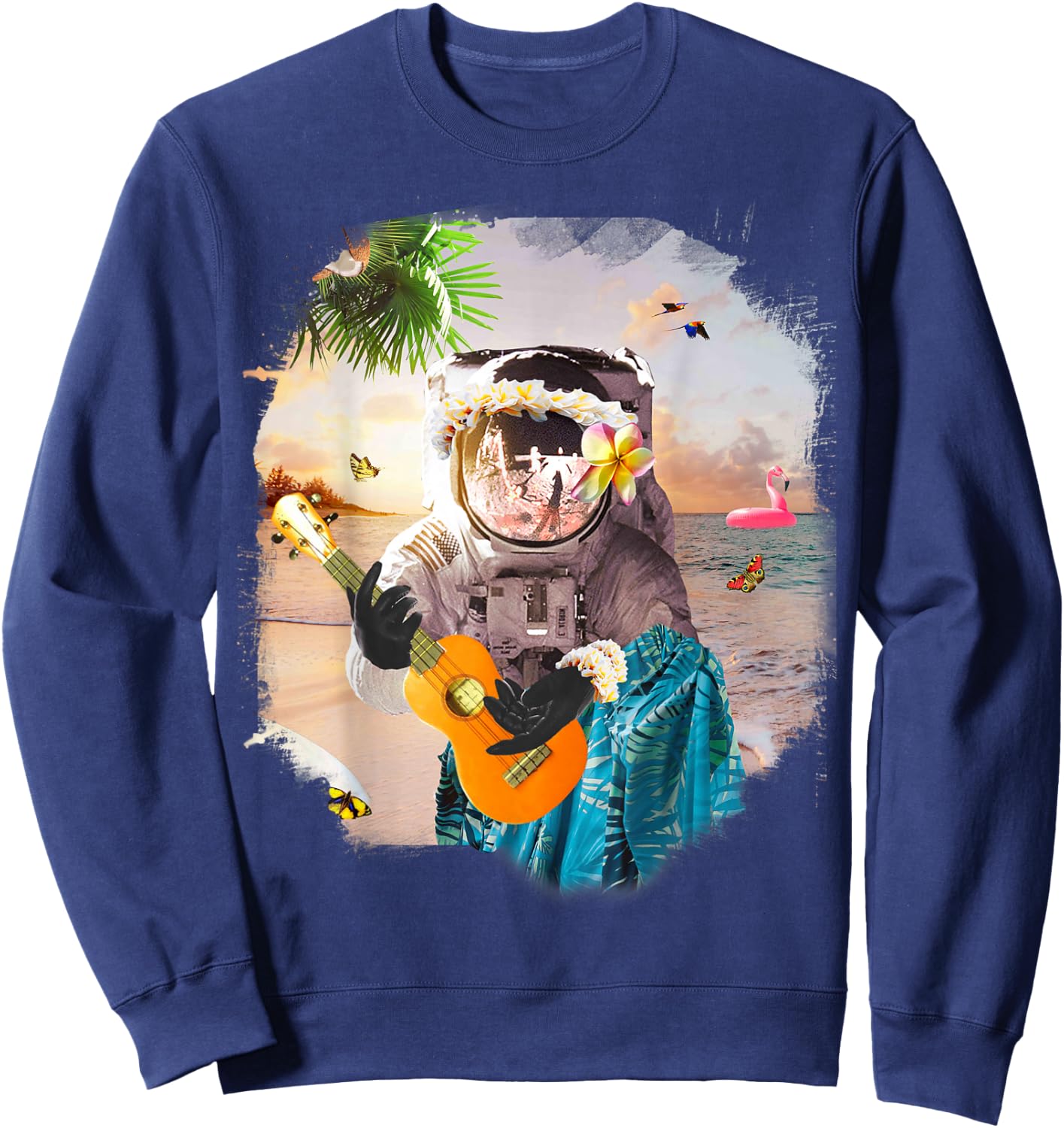 Aloha Hawaiian Astronaut At Beach Funny Sweatshirt - Sweatshirt | Navy