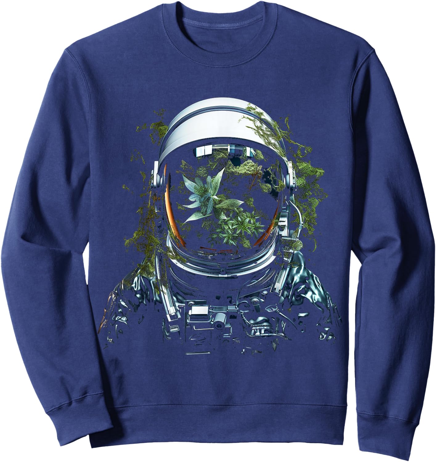 Astronaut Plants Art Graphic Motif Astronaut Sweatshirt - Sweatshirt | Navy