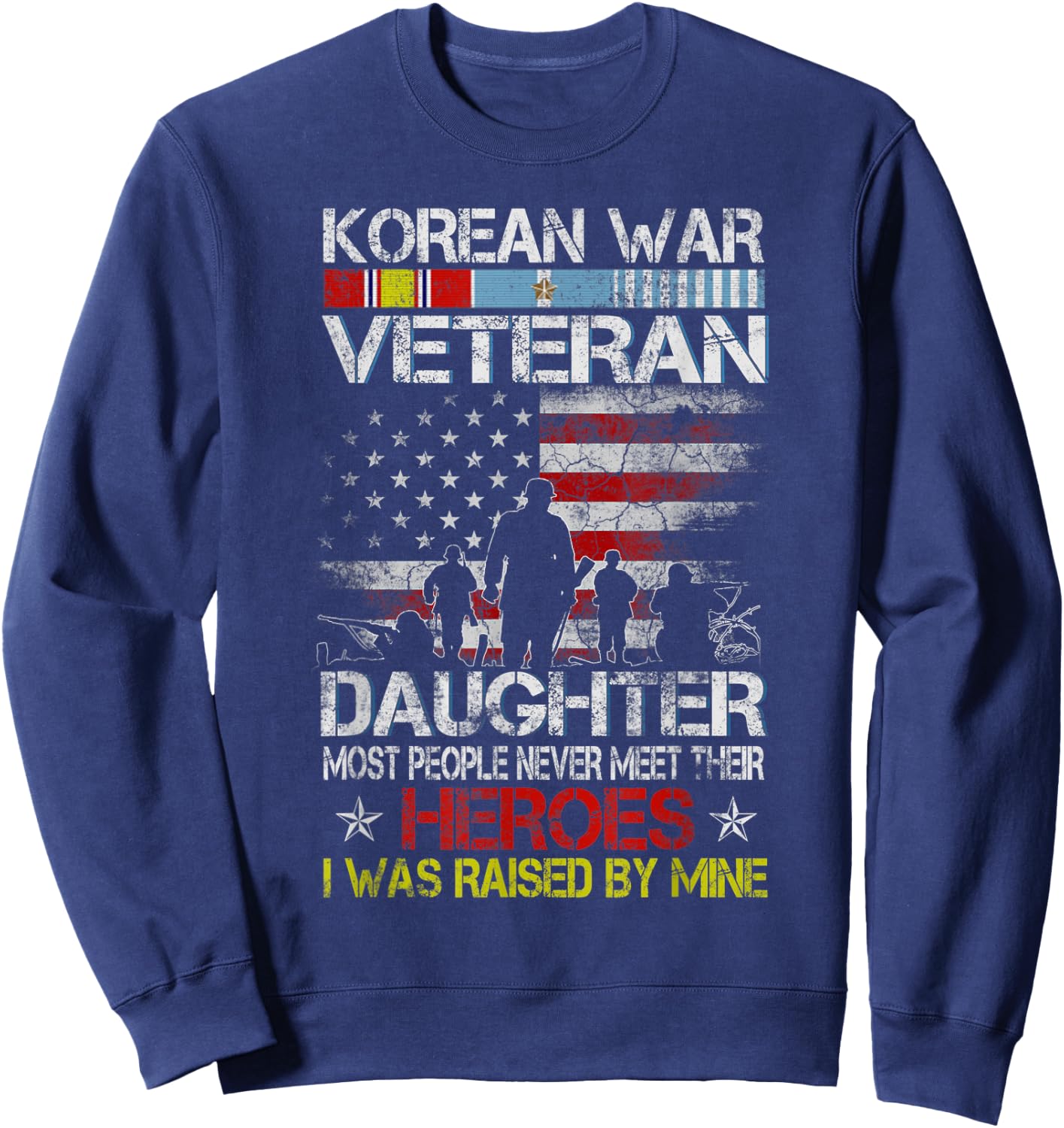 Korean War Veteran Daughter Flag Gift Daughter Sweatshirt - Sweatshirt | Navy