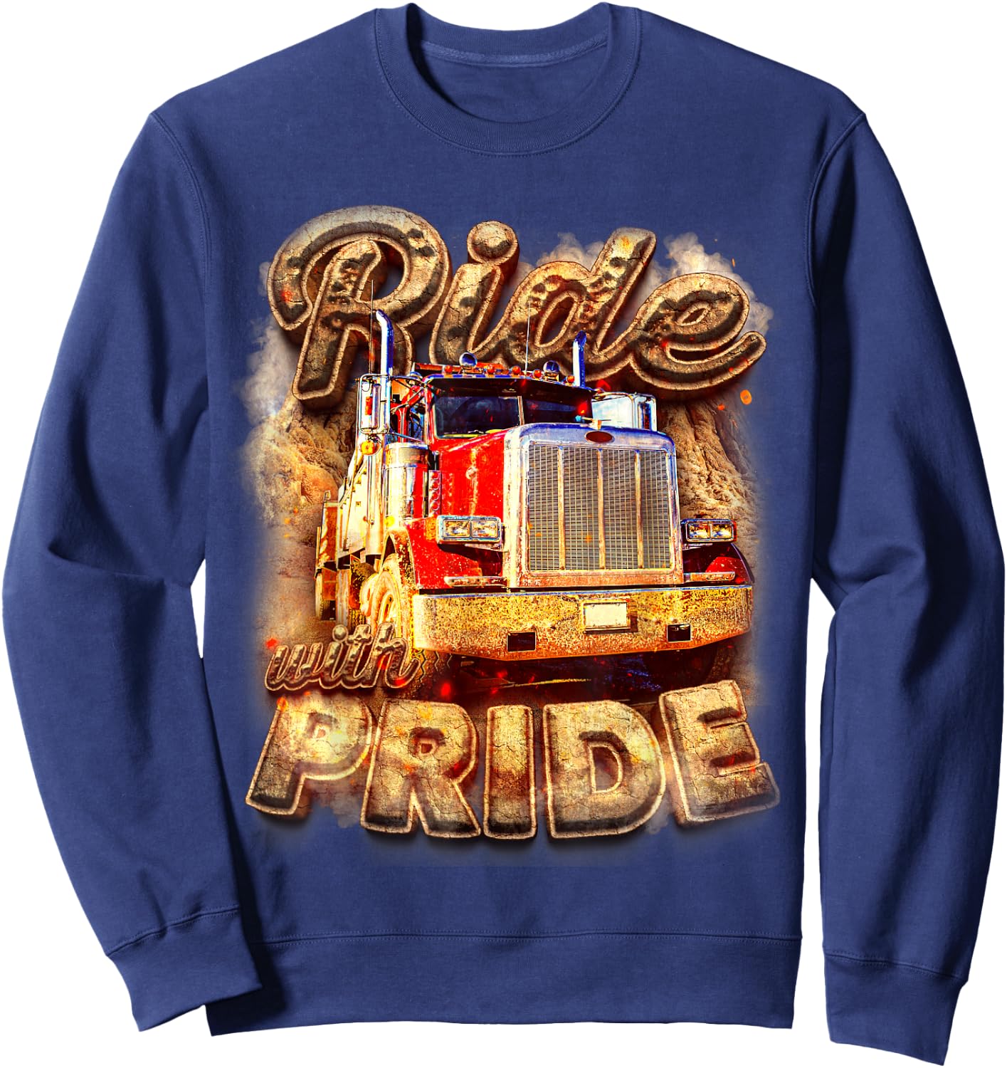 Trucker Lorry 18 Wheeler Highway Truck Driver CDL Trailer Sweatshirt - Sweatshirt | Navy