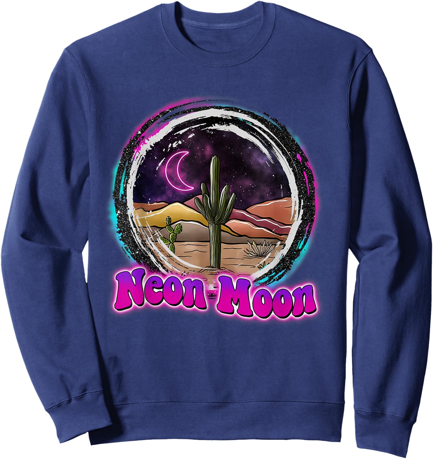 Neon-Moon Country Retro Western 80s 90 Cactus Sweatshirt - Sweatshirt | Navy