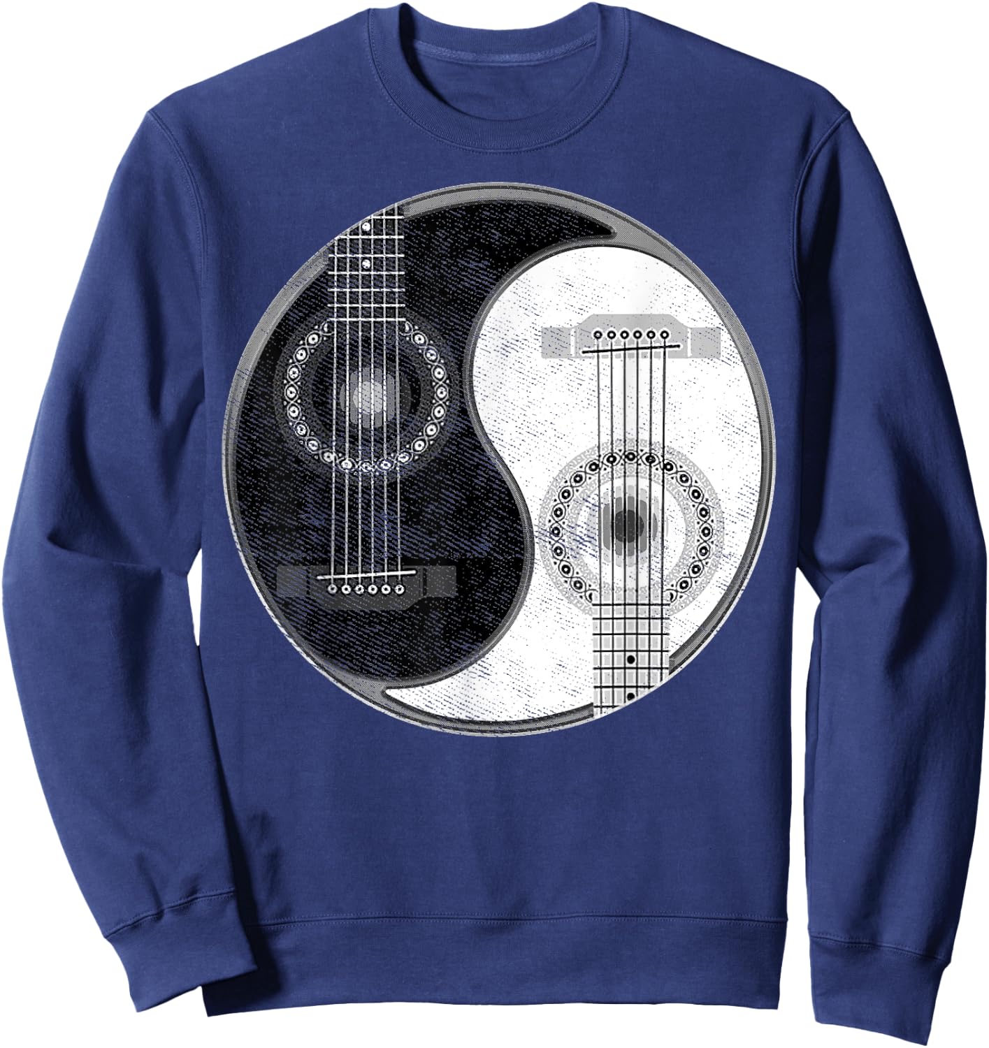 Yin Yang Guitar Player Guitarist Classical Bass Acoustic Sweatshirt - Sweatshirt | Navy