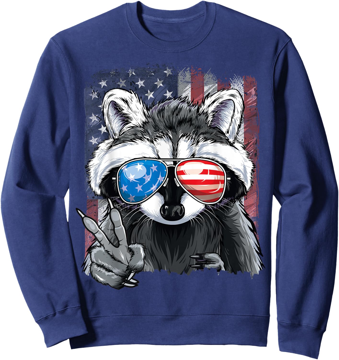 USA Patriotic Raccoon July 4th Boys Men Trash Panda Sweatshirt - Sweatshirt | Navy