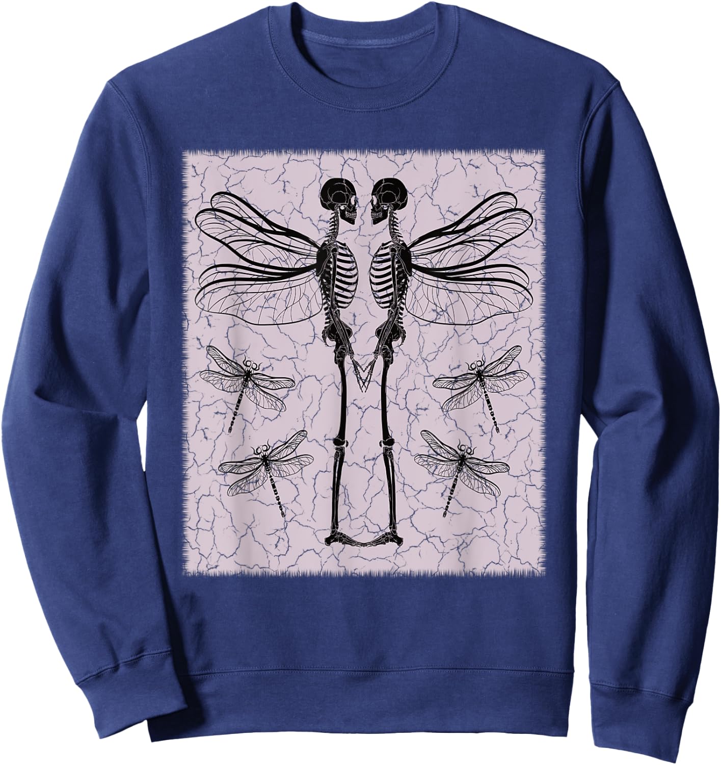 Skeleton Fairy Dragonfly Grunge Fairycore Aesthetic Goth Gothic Sweatshirt - Sweatshirt | Navy