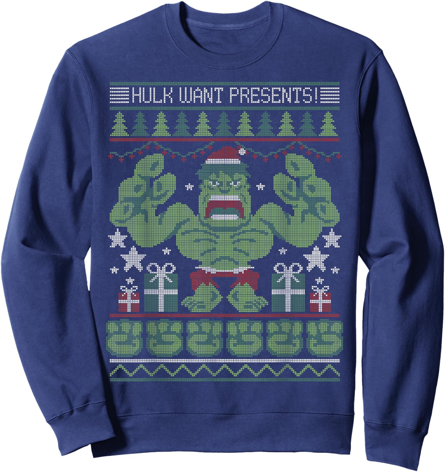 Marvel Hulk Want Presents Christmas Sweatshirt - Sweatshirt | Navy