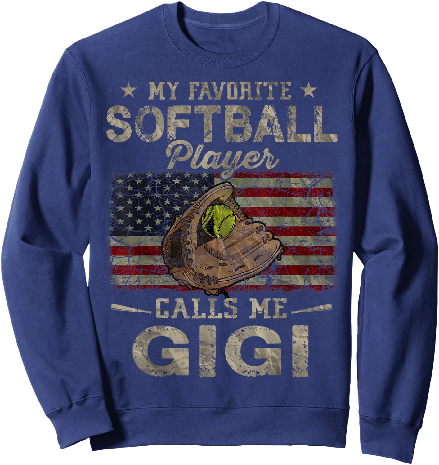 My Favorite Softball Player Calls Me Gigi Mother's Day Sweatshirt - Sweatshirt | Navy