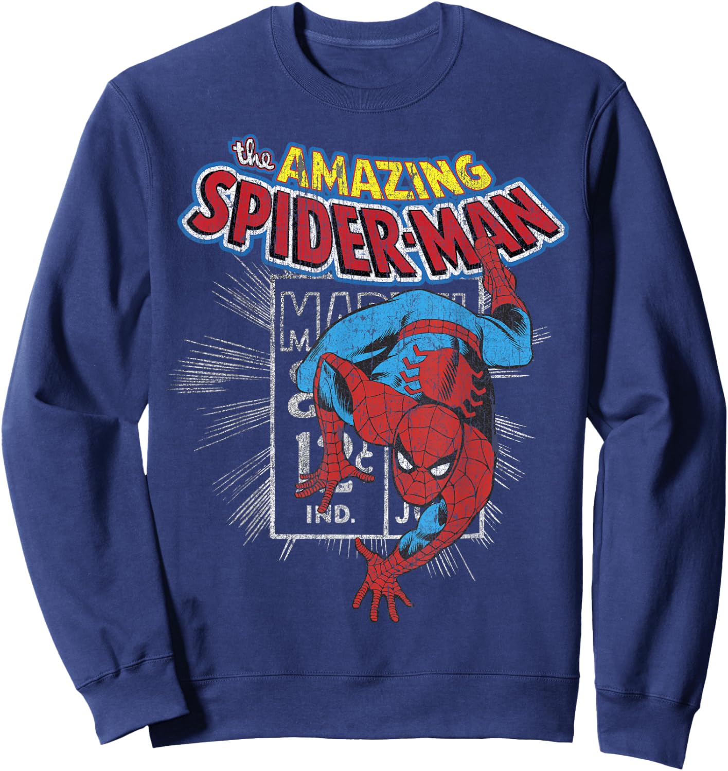Marvel The Amazing Spider-Man Vintage Comic Poster Sweatshirt - Sweatshirt | Navy