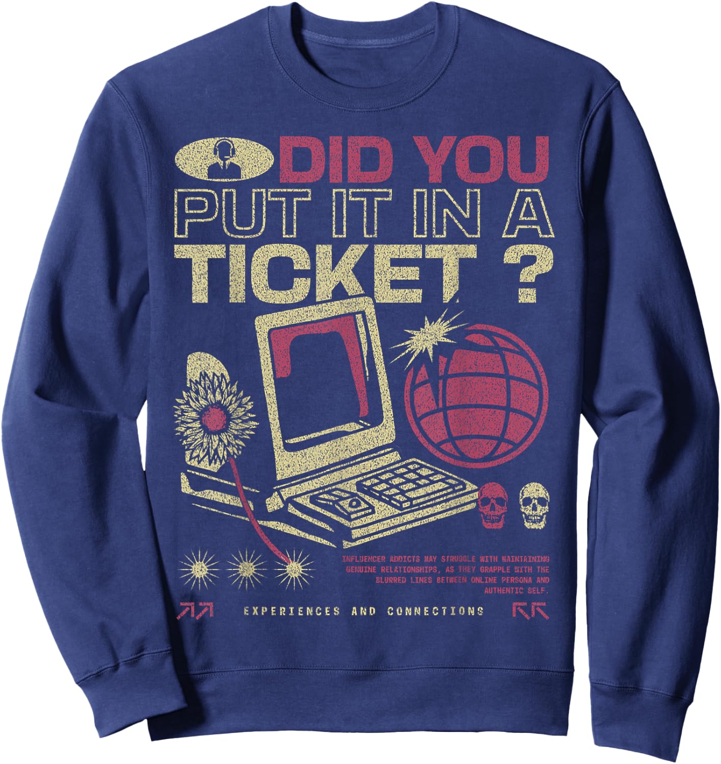 Retro Did You Put In A Ticket Computer Support Work IT Sweatshirt - Sweatshirt | Navy