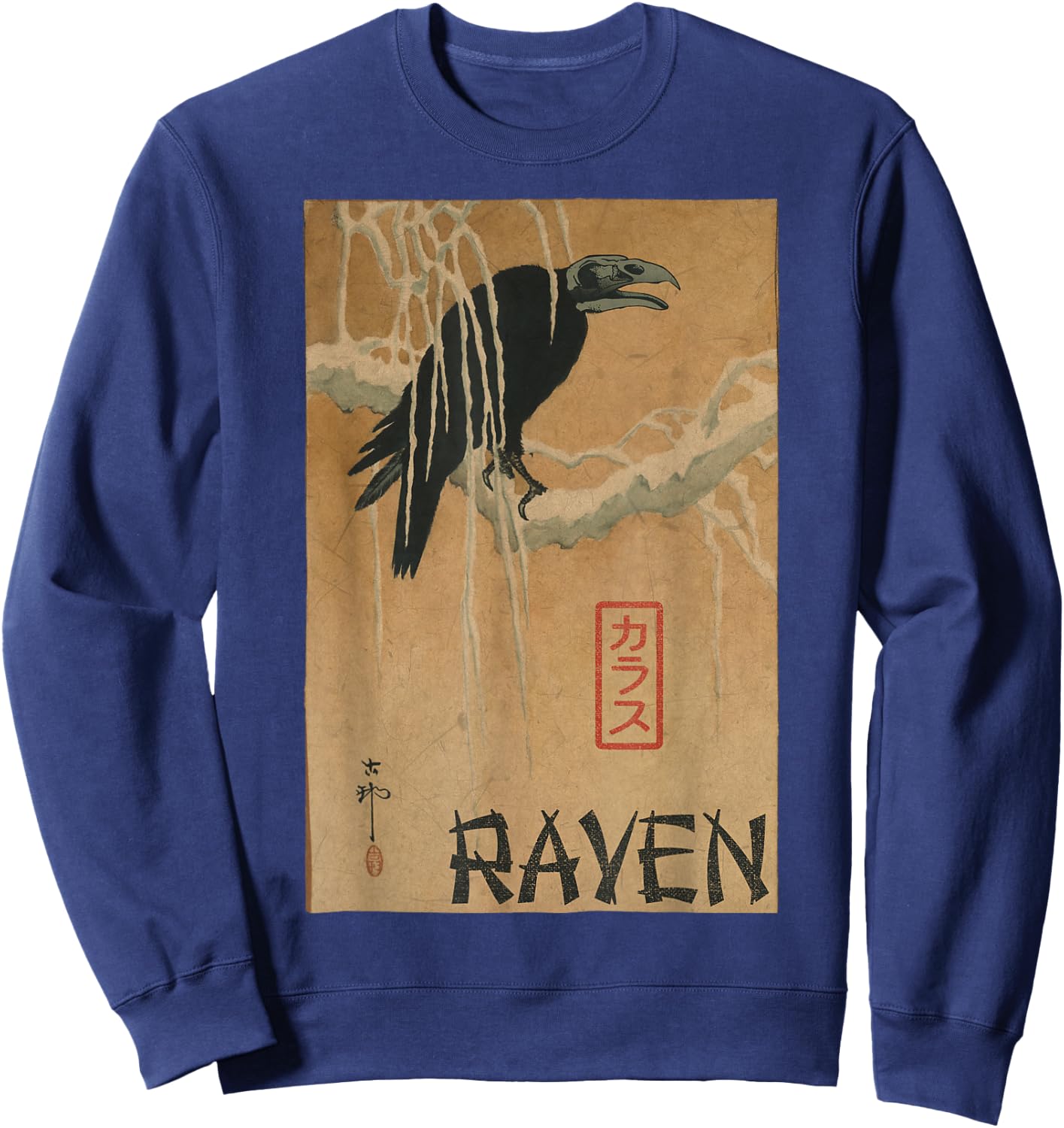 Japanese Yokai Raven Yurei Crow Oni Sweatshirt - Sweatshirt | Navy