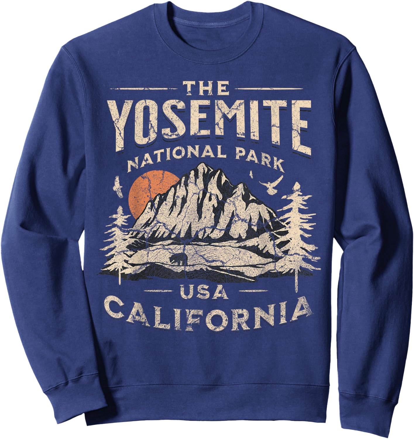 Yosemite National Park California Hike Outdoors Vintage Sweatshirt - Sweatshirt | Navy