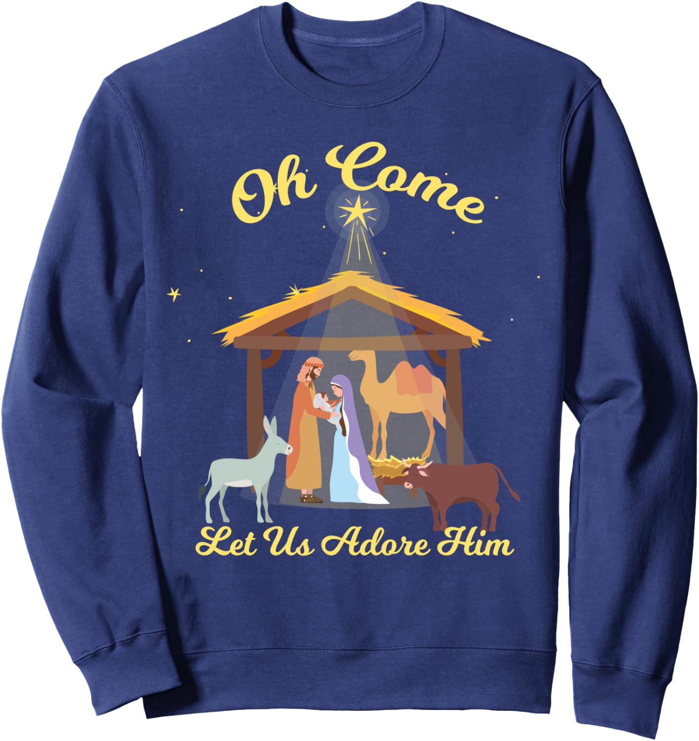 Let us Adore Him - Christmas Advent Nativity Scene North Sweatshirt - Sweatshirt | Navy