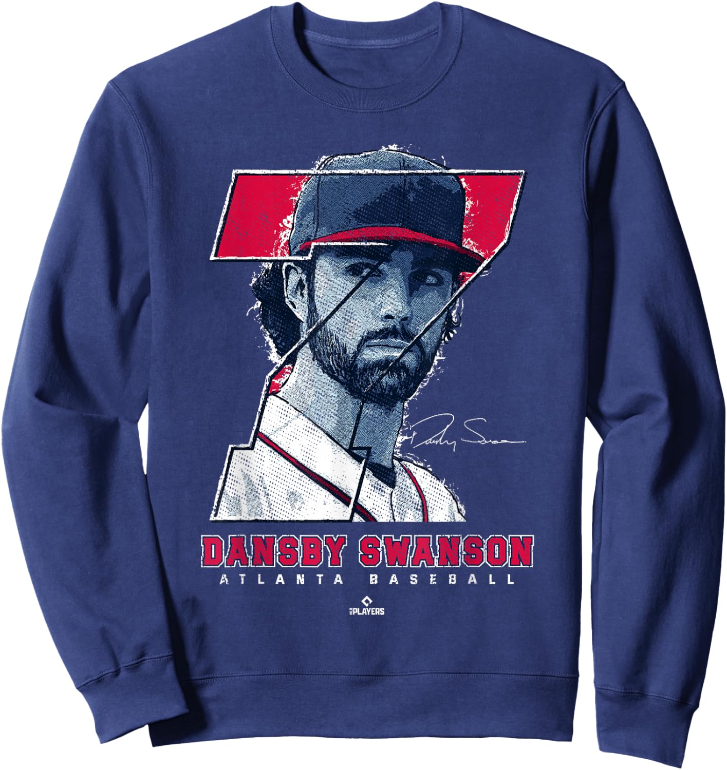 Dansby Swanson Silhouette Dans Atlanta MLBPA Sweatshirt - Sweatshirt | Navy