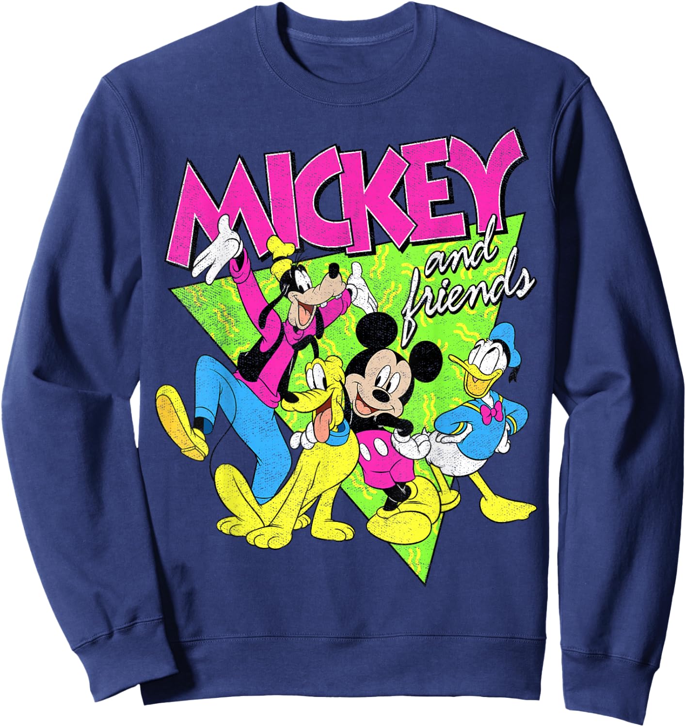 Disney Mickey And Friends Group Shot Neon Portrait Sweatshirt - Sweatshirt | Navy