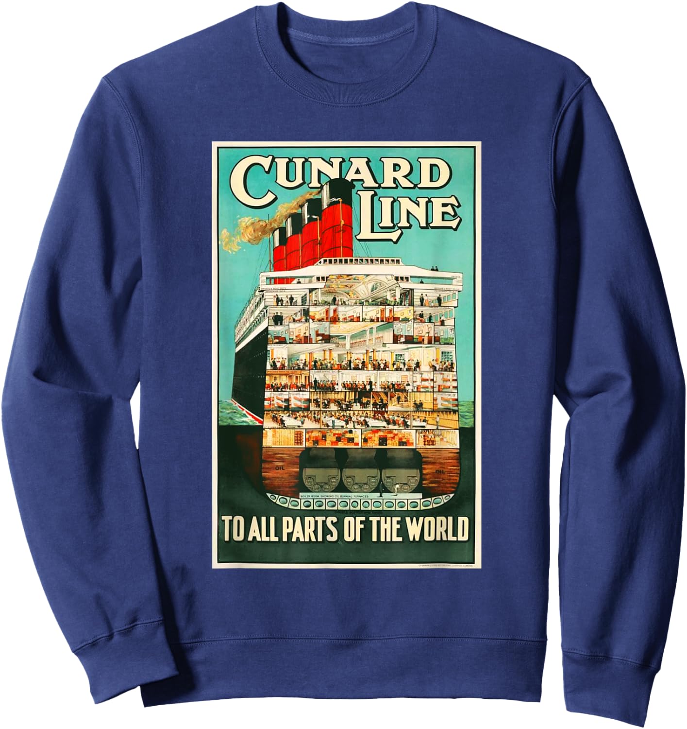 Cross Section Of A Steam Ship Cruise Liner Sweatshirt - Sweatshirt | Navy