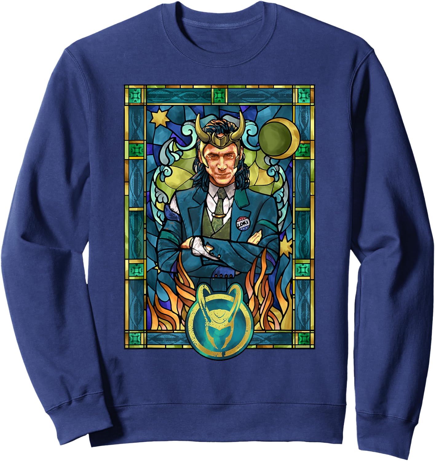 Marvel Loki Stained Glass Portrait Sweatshirt - Sweatshirt | Navy