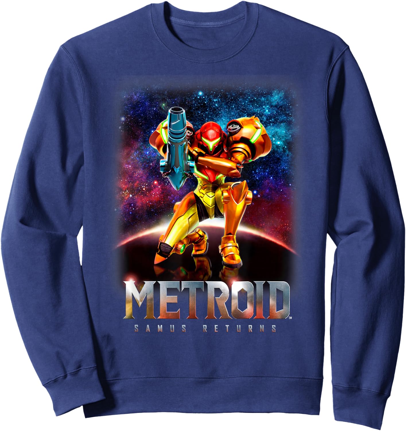 Nintendo Metroid Samus Returns Portrait Graphic Sweatshirt - Sweatshirt | Navy