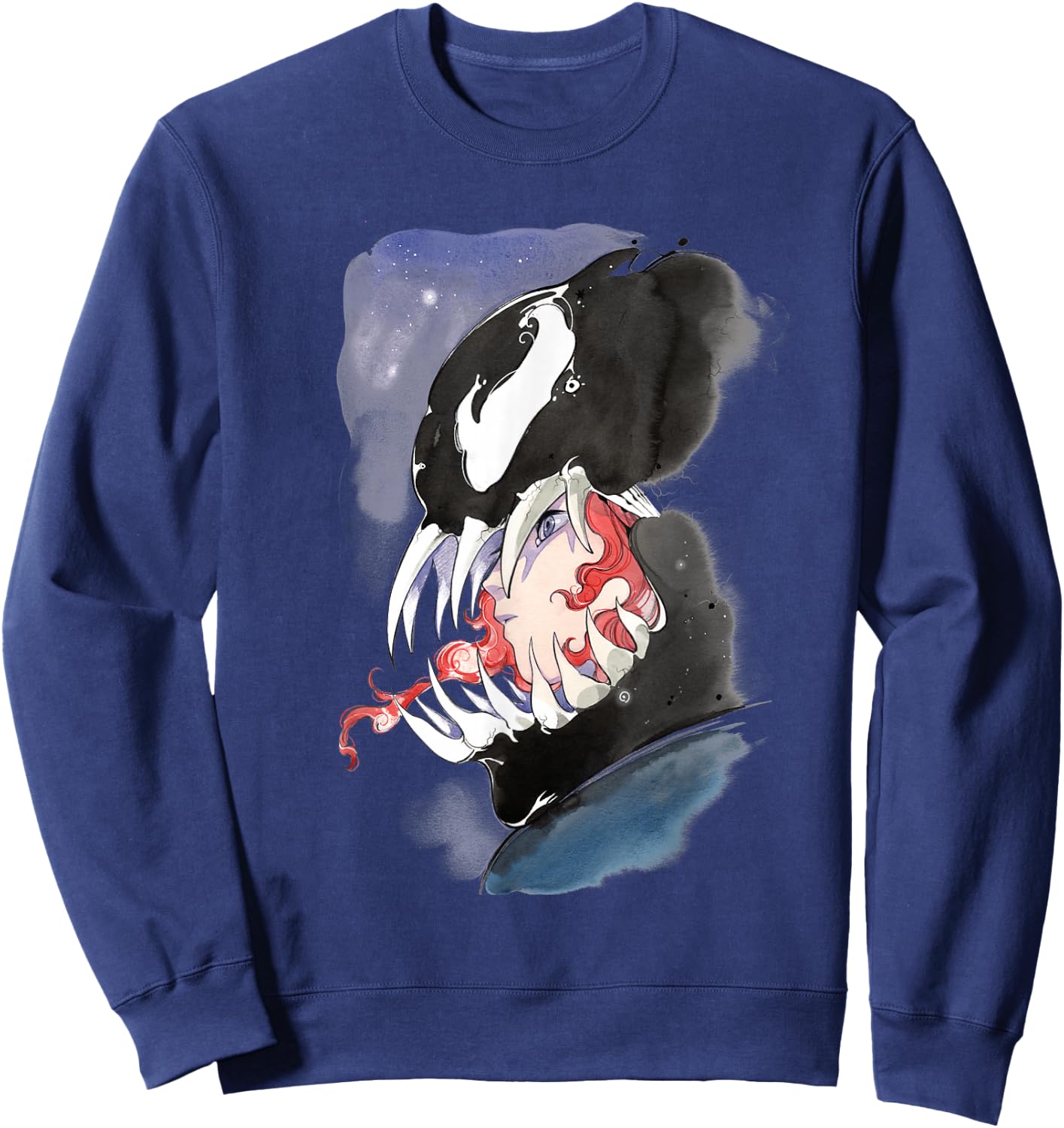 Marvel Comics Venom Symbiote Watercolor Profile Sweatshirt - Sweatshirt | Navy