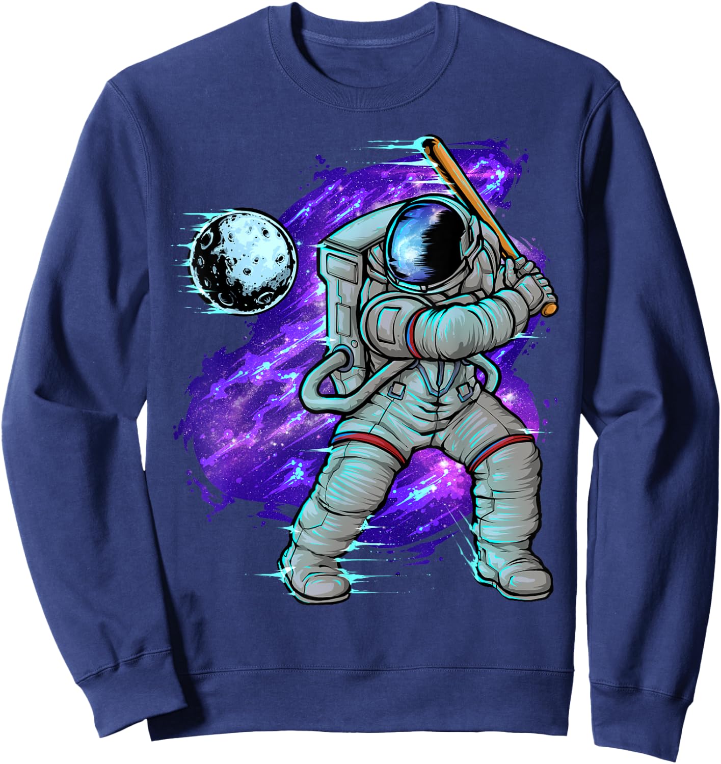 Astronaut Baseball Batter Outer Space Sweatshirt - Sweatshirt | Navy