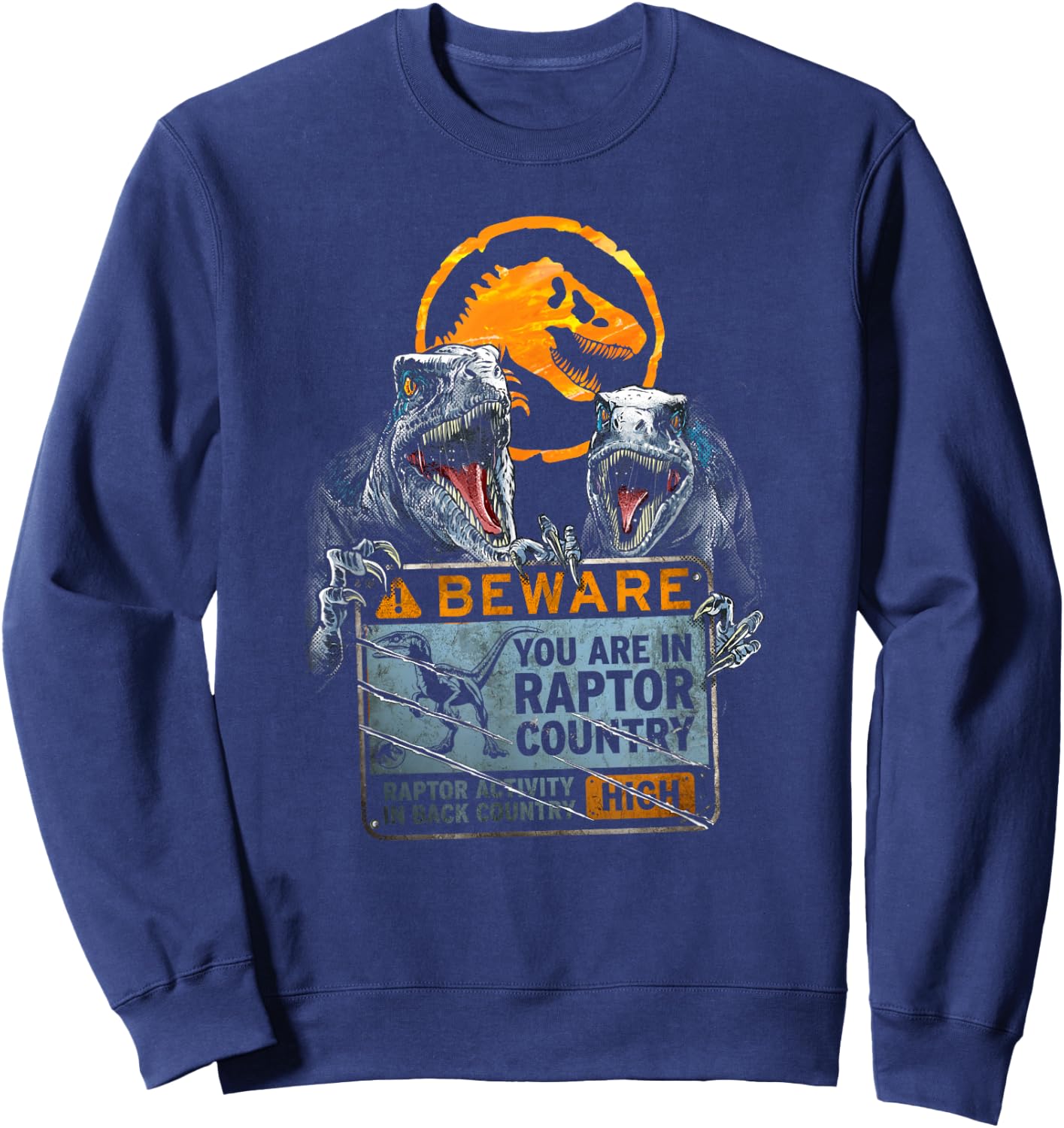 Jurassic World: Dominion Beware You Are In Raptor Country Sweatshirt - Sweatshirt | Navy