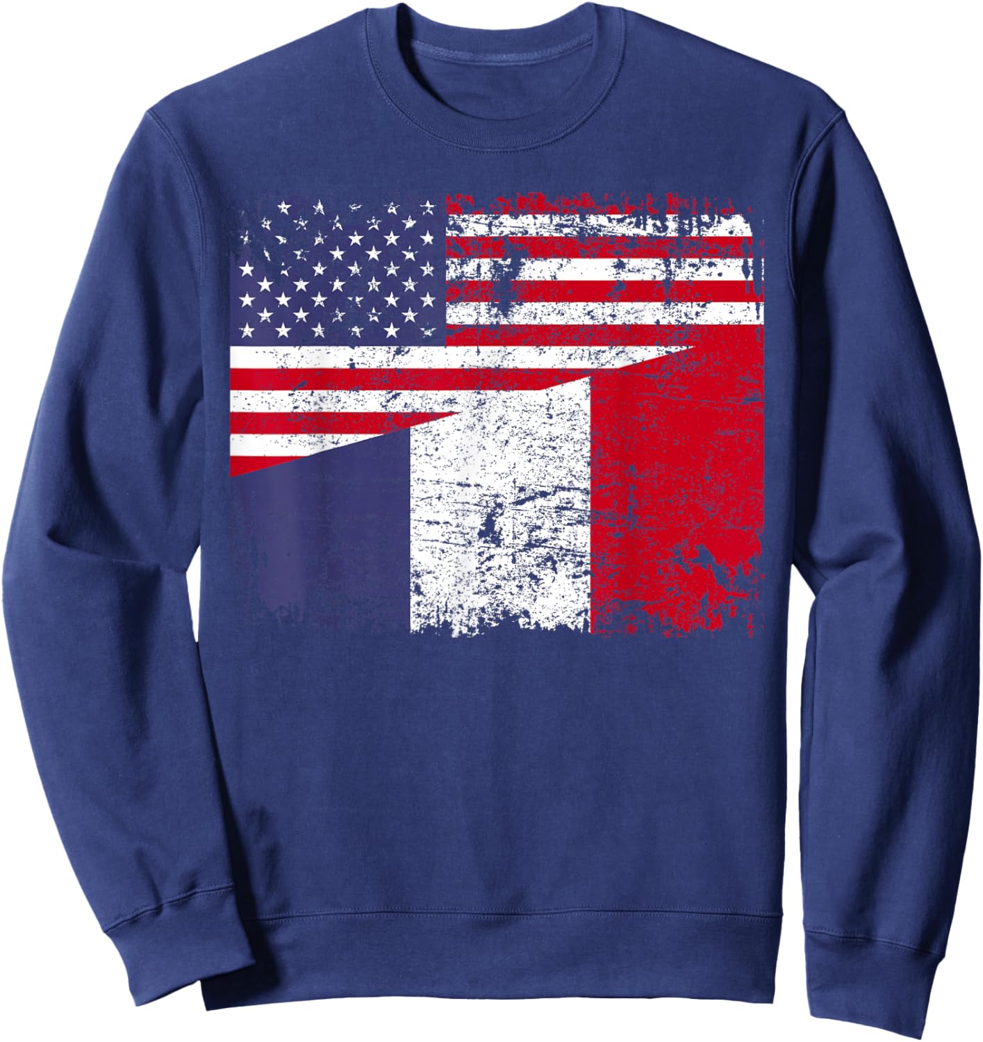 FRENCH ROOTS | Half American Flag | USA FRANCE FLAG Sweatshirt - Sweatshirt | Navy