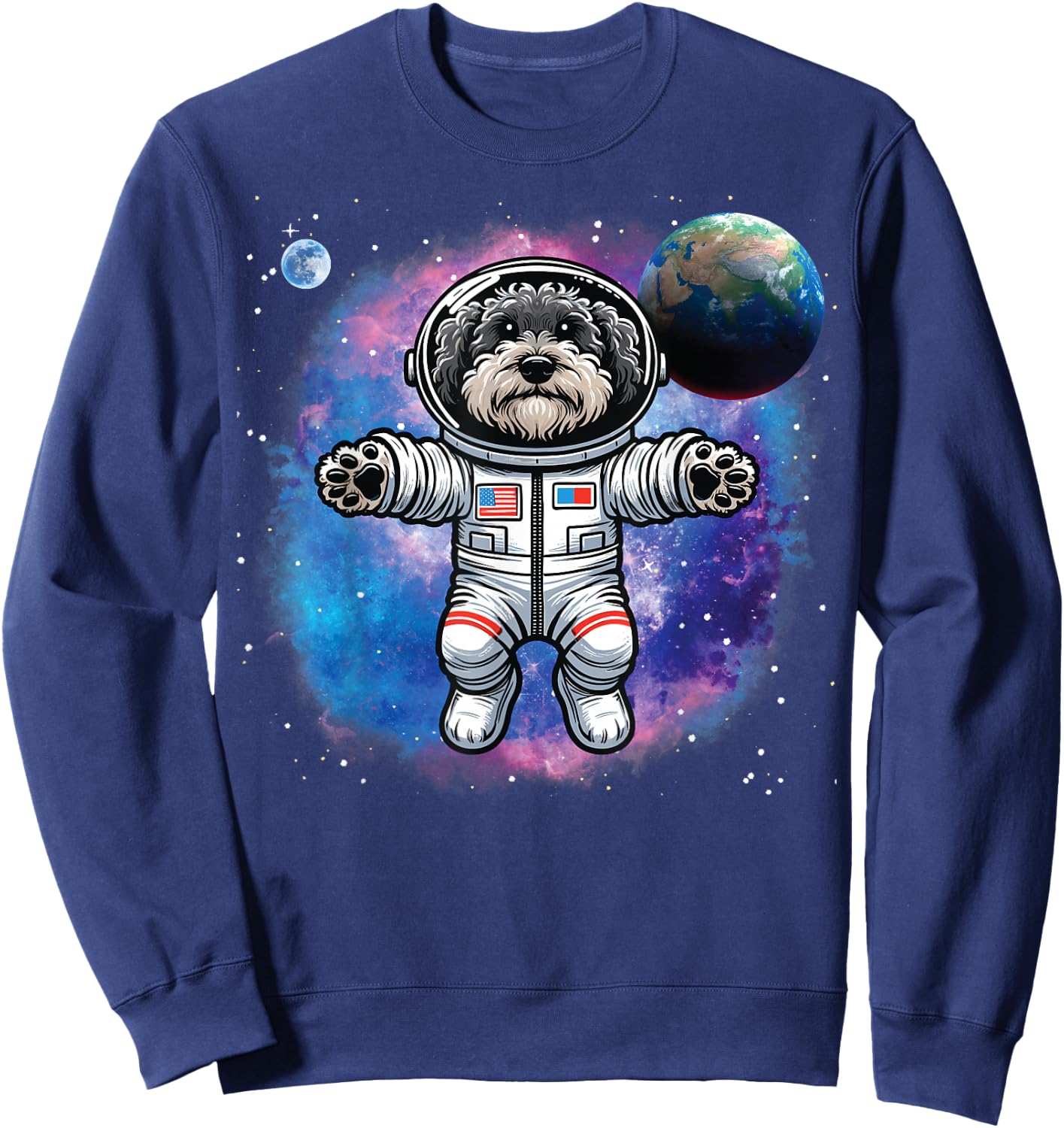 Schnoodle In Space, Astronaut Schnoodle Sweatshirt - Sweatshirt | Navy