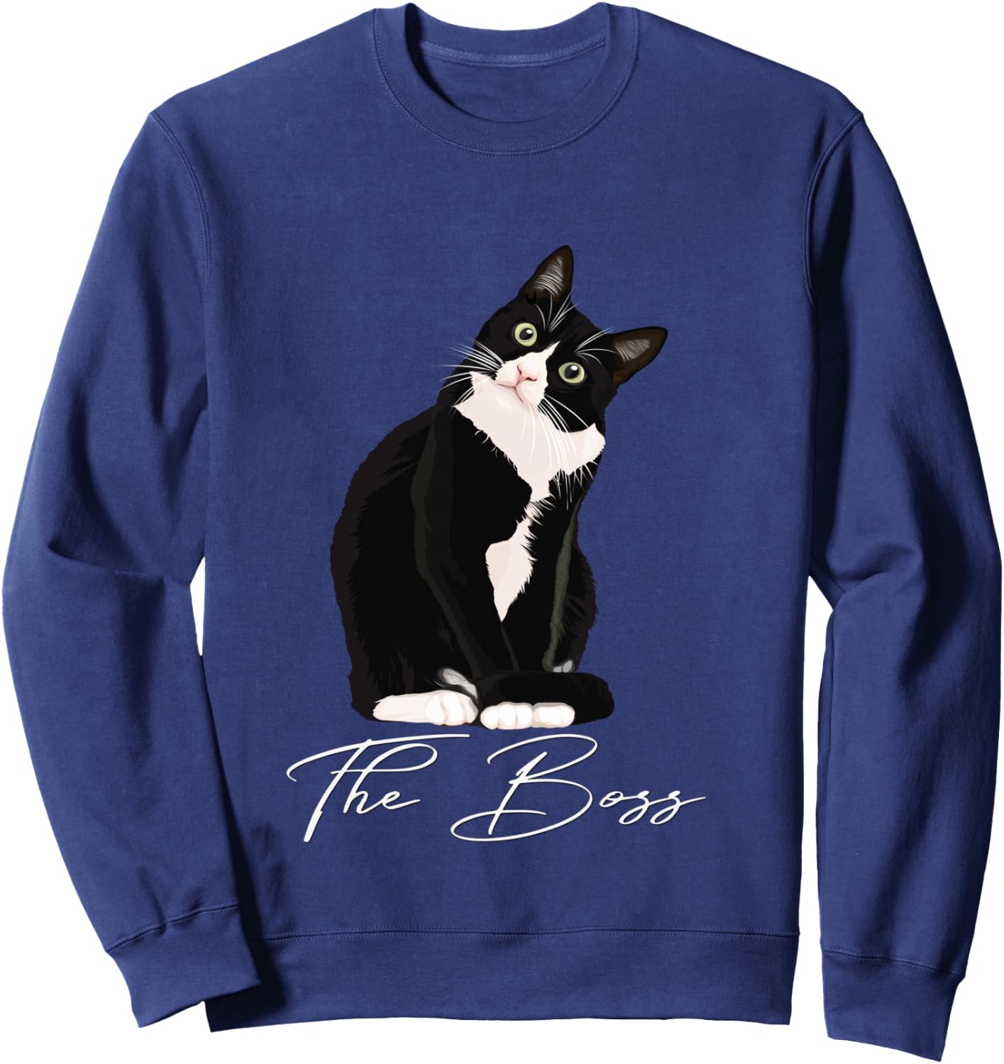 Boss Tuxedo Cat Lovers Funny Shirt for Mom Dad Gift Sweatshirt - Sweatshirt | Navy