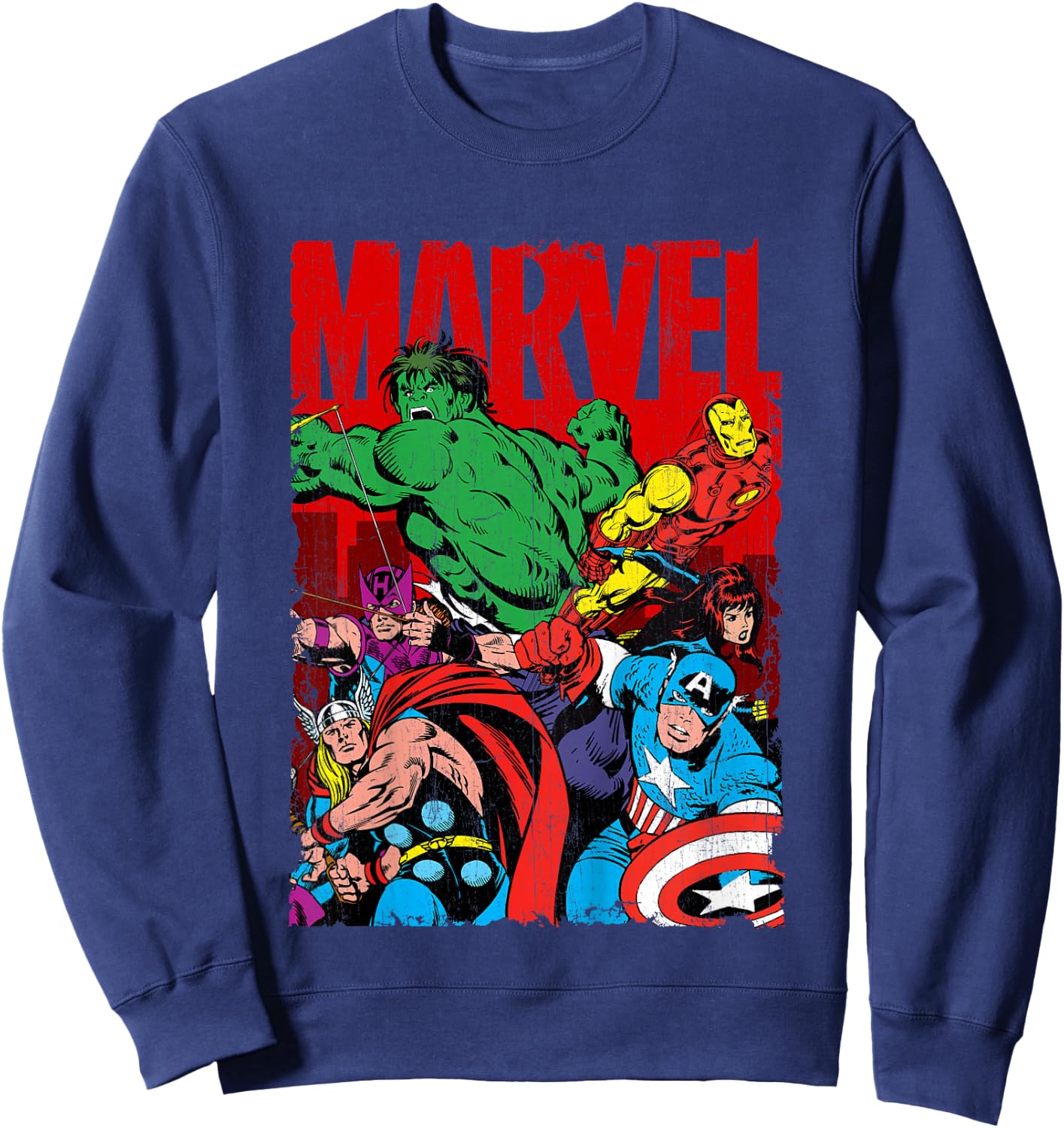 Marvel Avengers Team Retro Comic Vintage Kids Sweatshirt - Sweatshirt | Navy