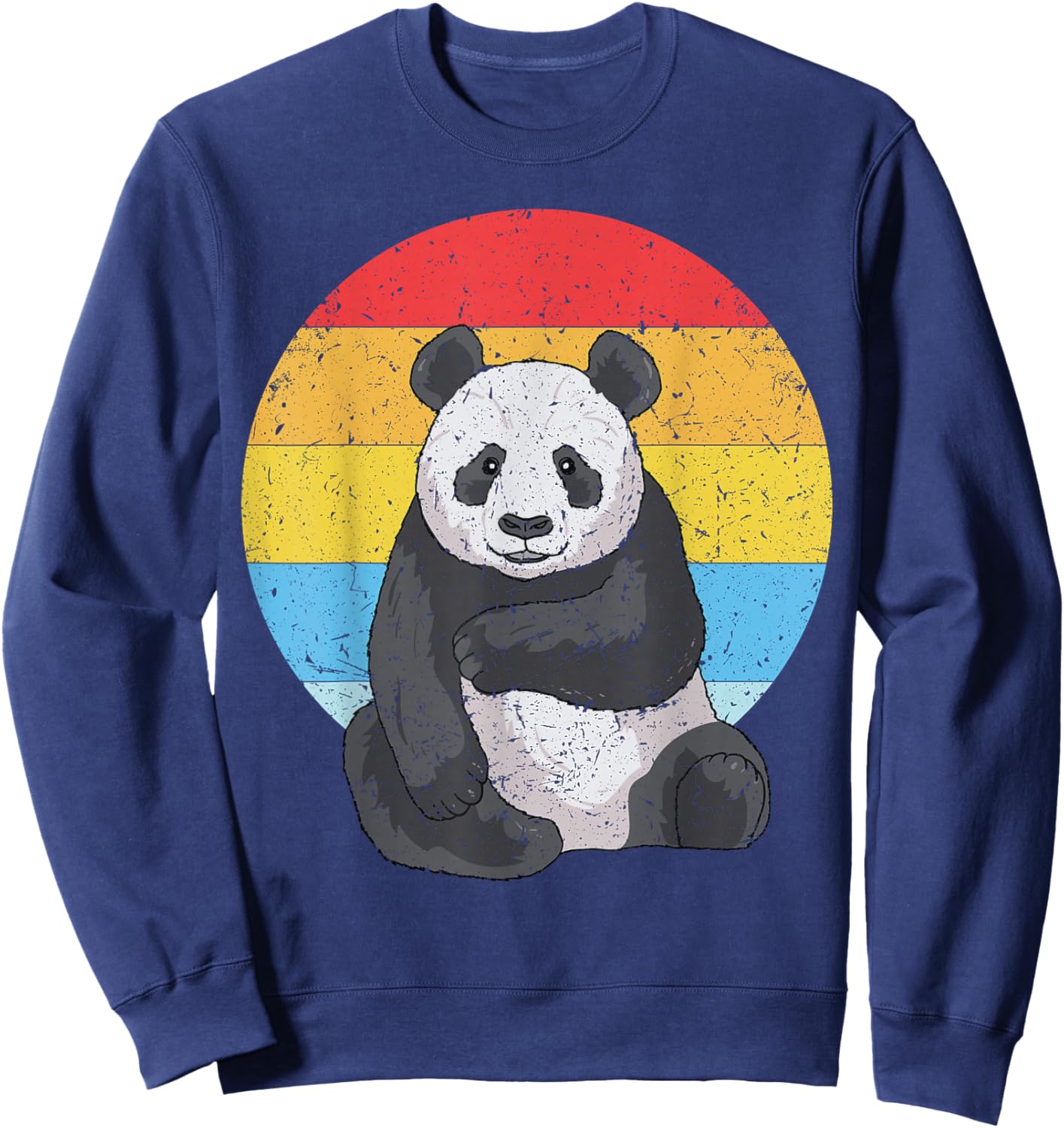 Retro Sunset Panda Kawaii Vintage Panda Sweatshirt - Sweatshirt | Navy