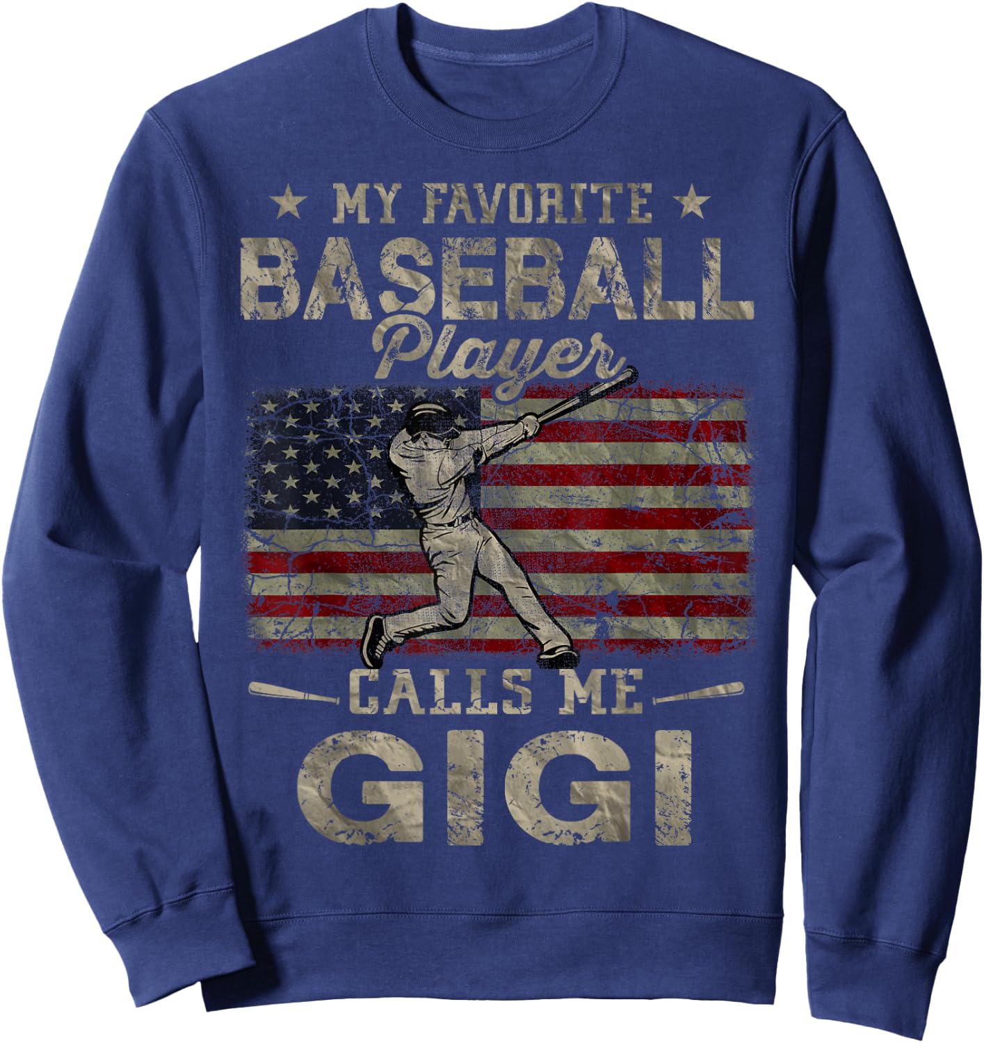 My Favorite Baseball Player Calls Me Gigi Mother's Day Sweatshirt - Sweatshirt | Navy