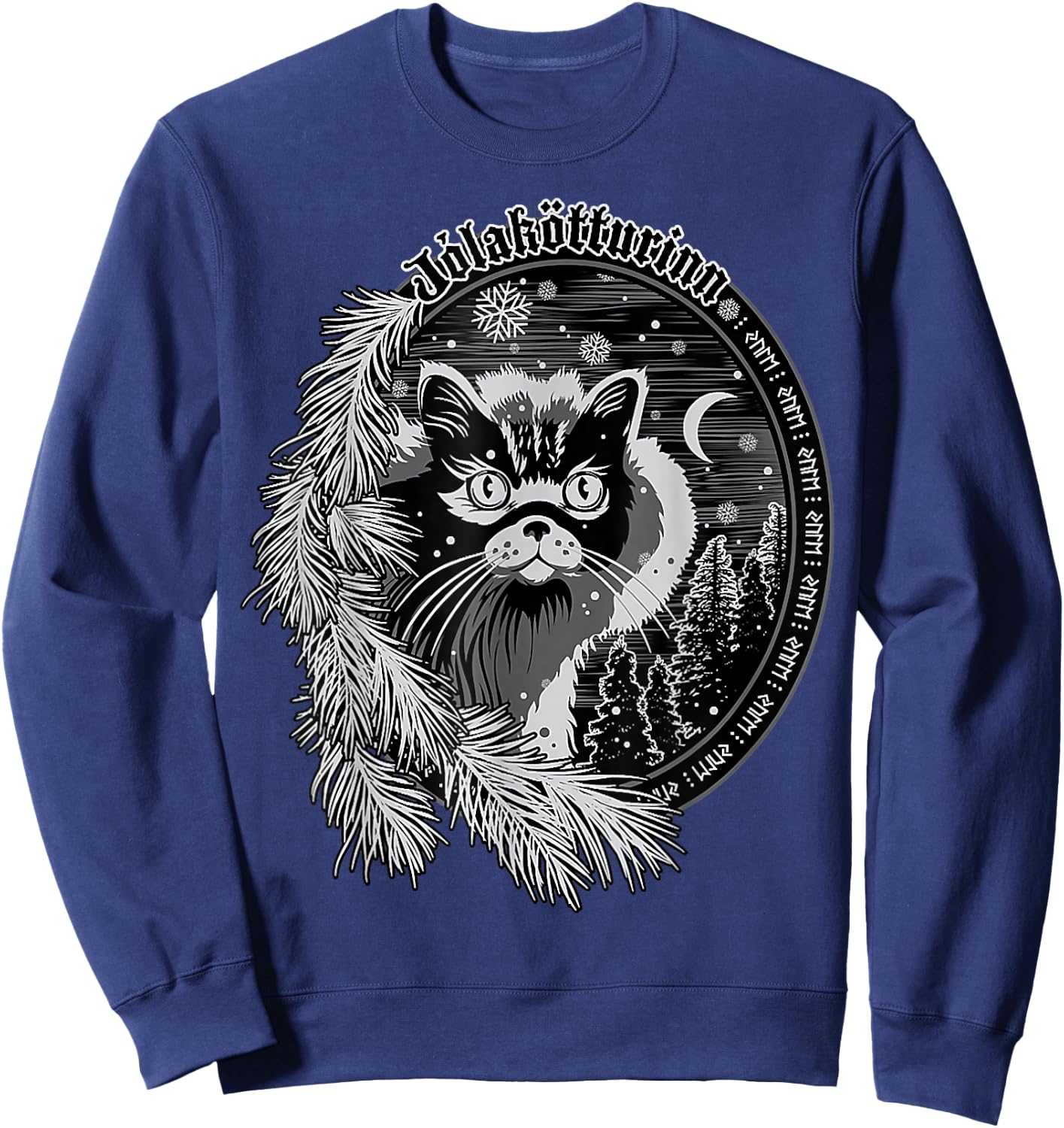 Yule Cat - Jolakotturinn - Icelandic Christmas Cat Sweatshirt - Sweatshirt | Navy