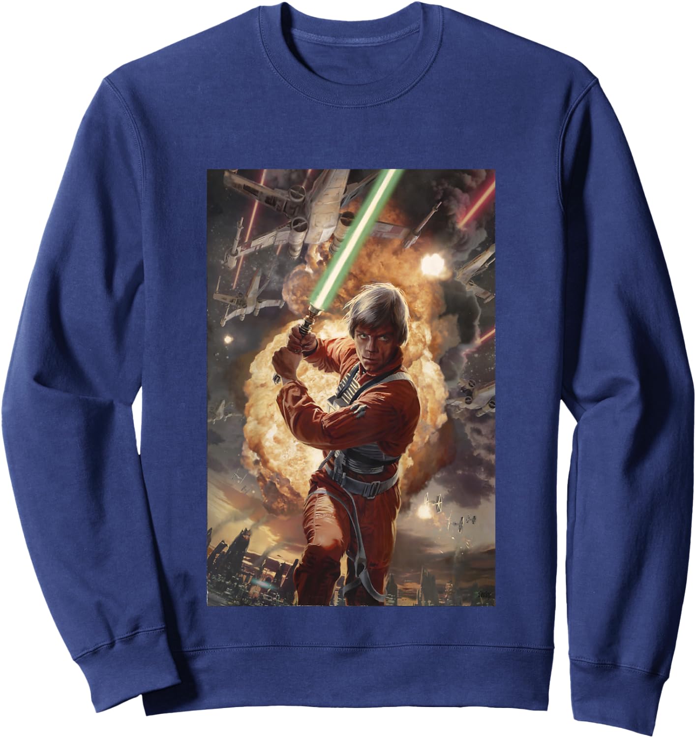 Kids Star Wars Classic Luke Skywalker Jedi Starfighter Painting Sweatshirt - Sweatshirt | Navy