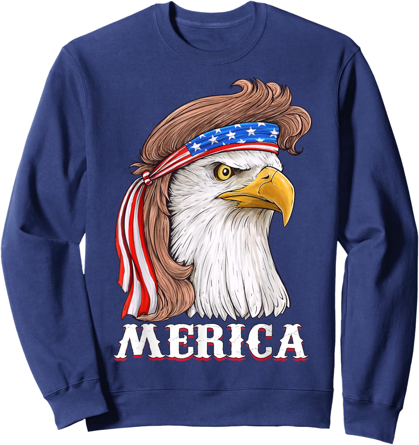 Eagle Mullet 4th Of July USA American Flag Merica Sweatshirt - Sweatshirt | Navy