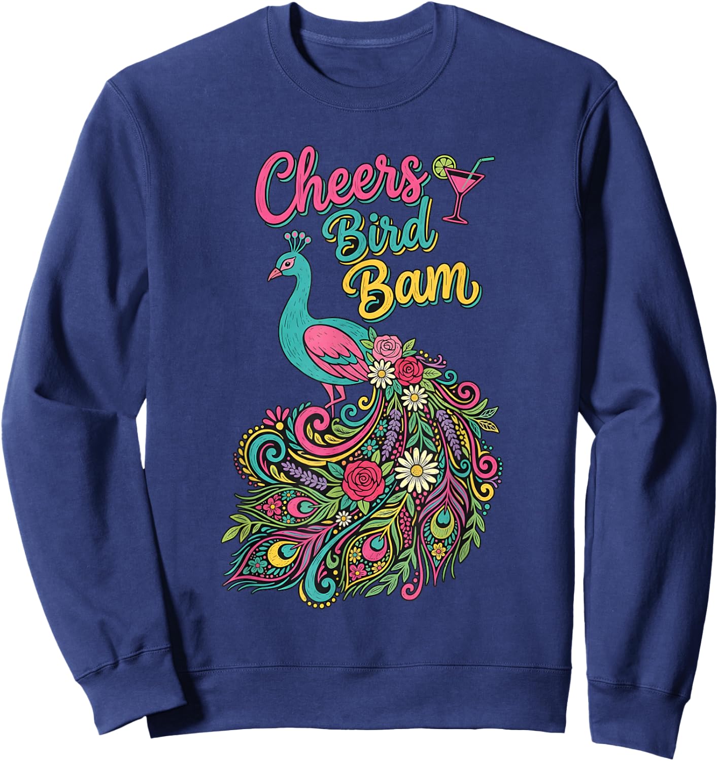 Cheers Bird bam Retro Funny Mahjong Player Sweatshirt - Sweatshirt | Navy
