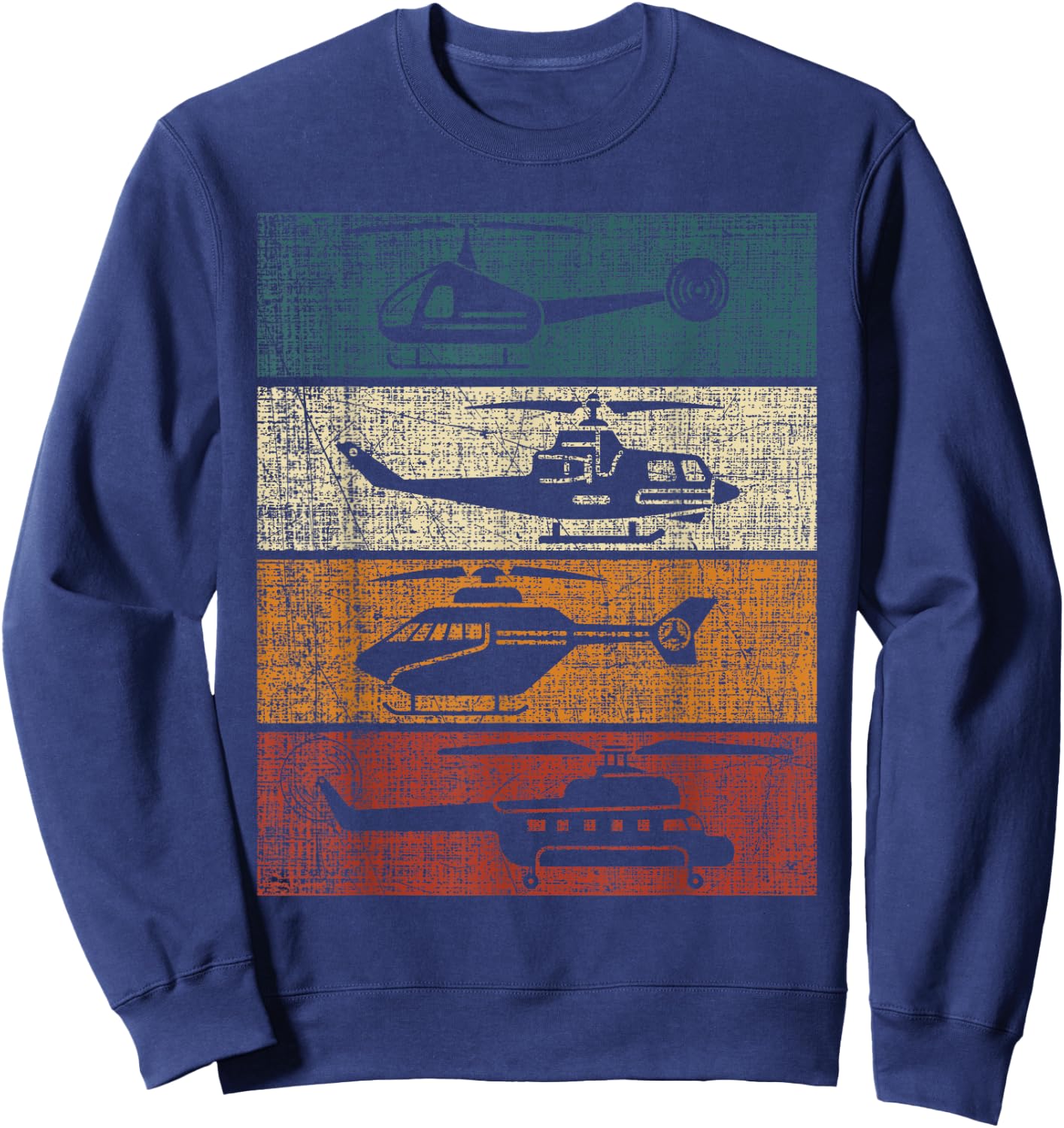 Retro Helicopter Pilot Vintage Aviation Sweatshirt - Sweatshirt | Navy