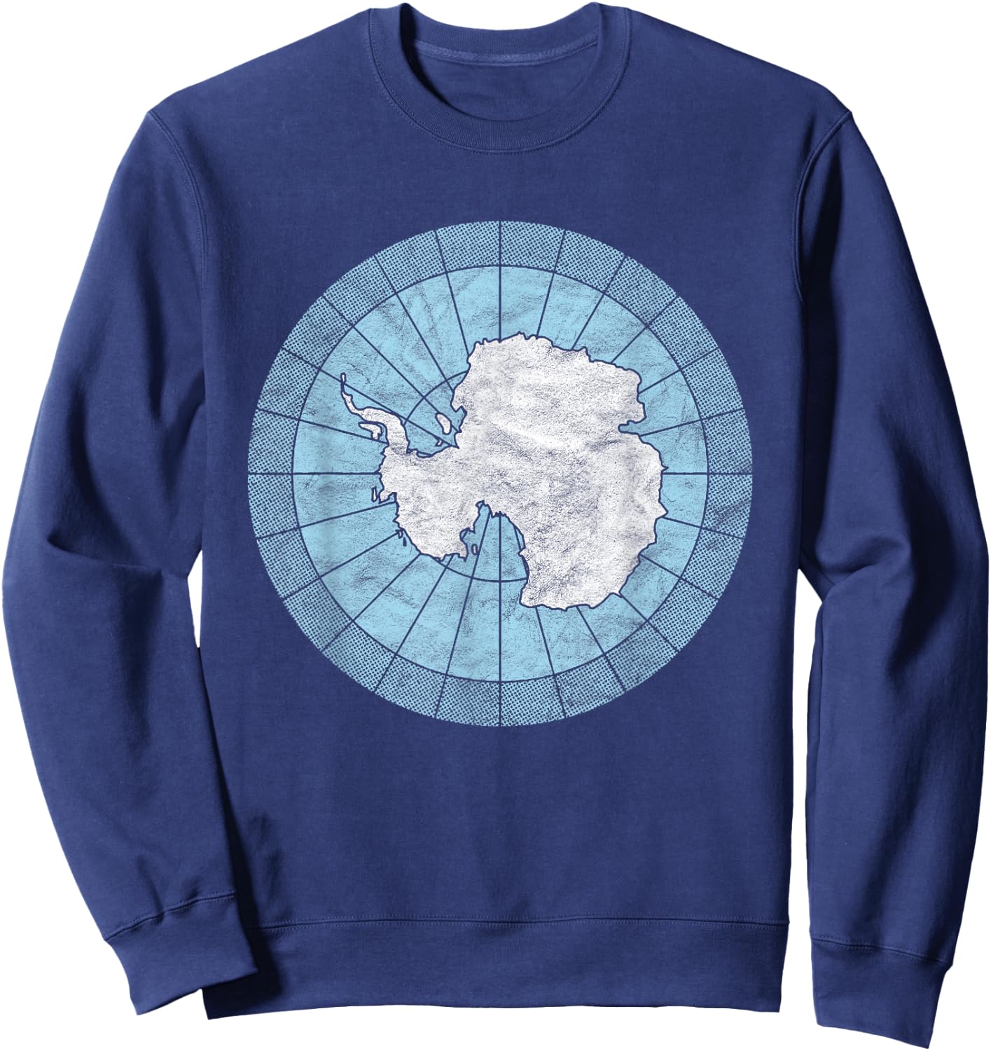 Antarctic Map Minimalist Distressed Vintage 80s Sweatshirt - Sweatshirt | Navy