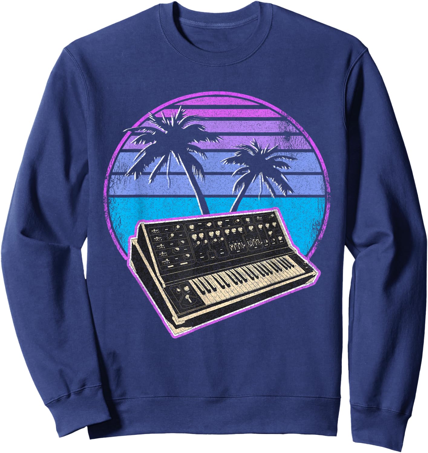 Synthwave Vintage Retrowave Pastel Goth Analog Synthesizer Sweatshirt - Sweatshirt | Navy