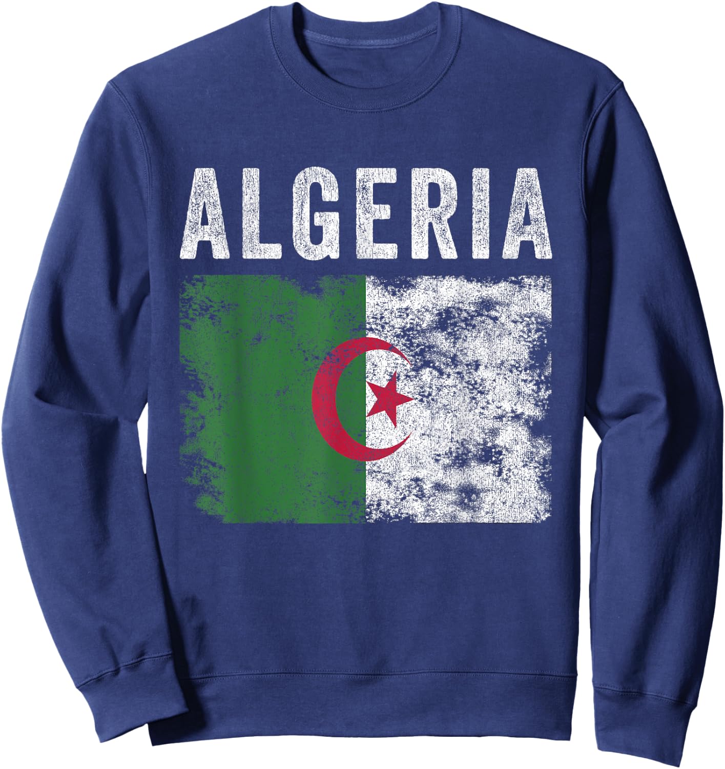 Algeria Flag Distressed - Men Women Kids - Algerian Flag Sweatshirt - Sweatshirt | Navy