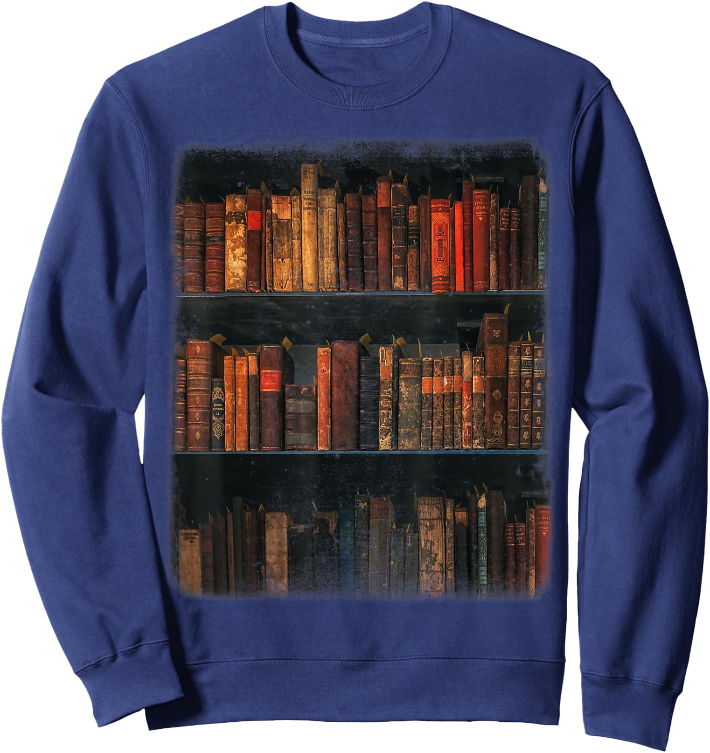 Old Books on Vintage Bookshelves Dark Academia Aesthetic Sweatshirt - Sweatshirt | Navy