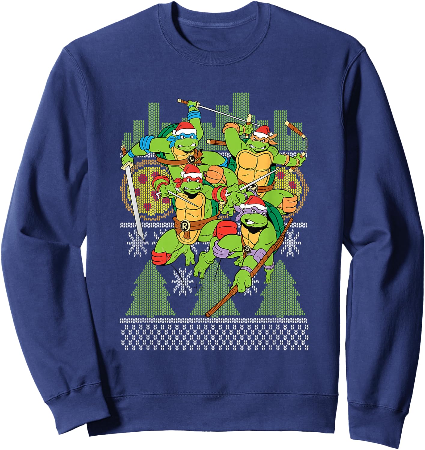 TMNT Ugly Christmas Sweater All Characters Sweatshirt - Sweatshirt | Navy