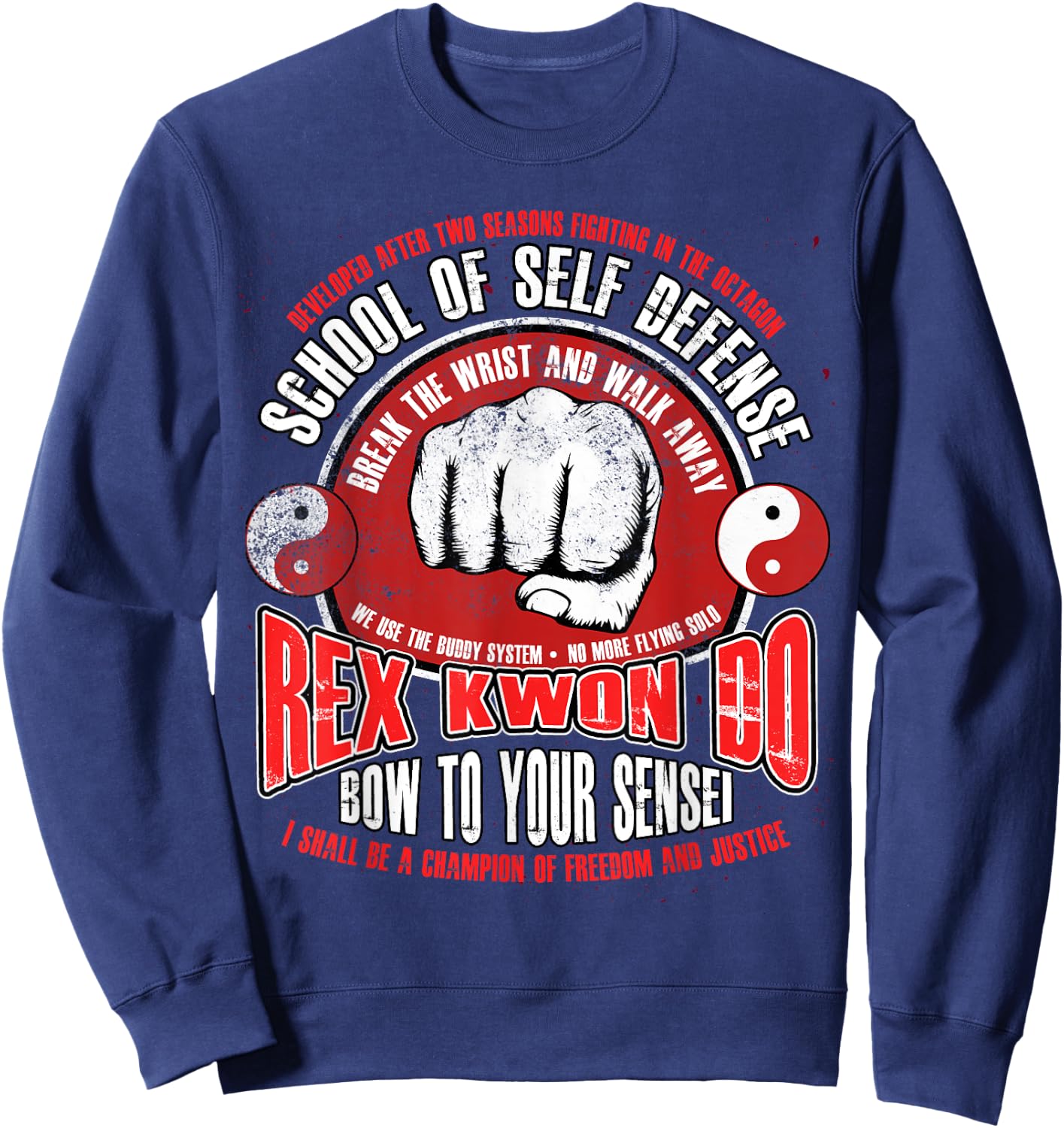 Rex Kwon Do Funny Karate Martial Arts Retro Sweatshirt - Sweatshirt | Navy
