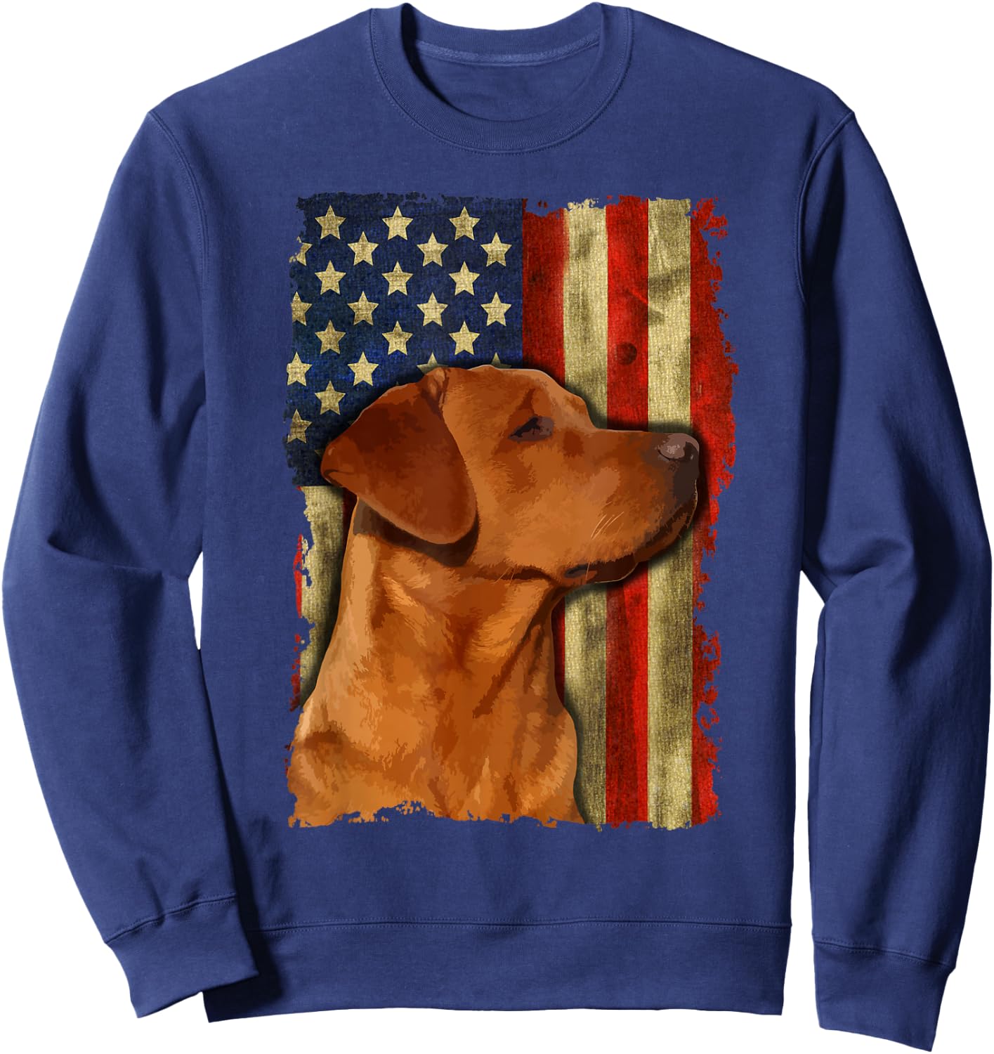 Foxred Labrador Retriever US Flag Fox Red Labrador Dog Lover Sweatshirt - Sweatshirt | Navy
