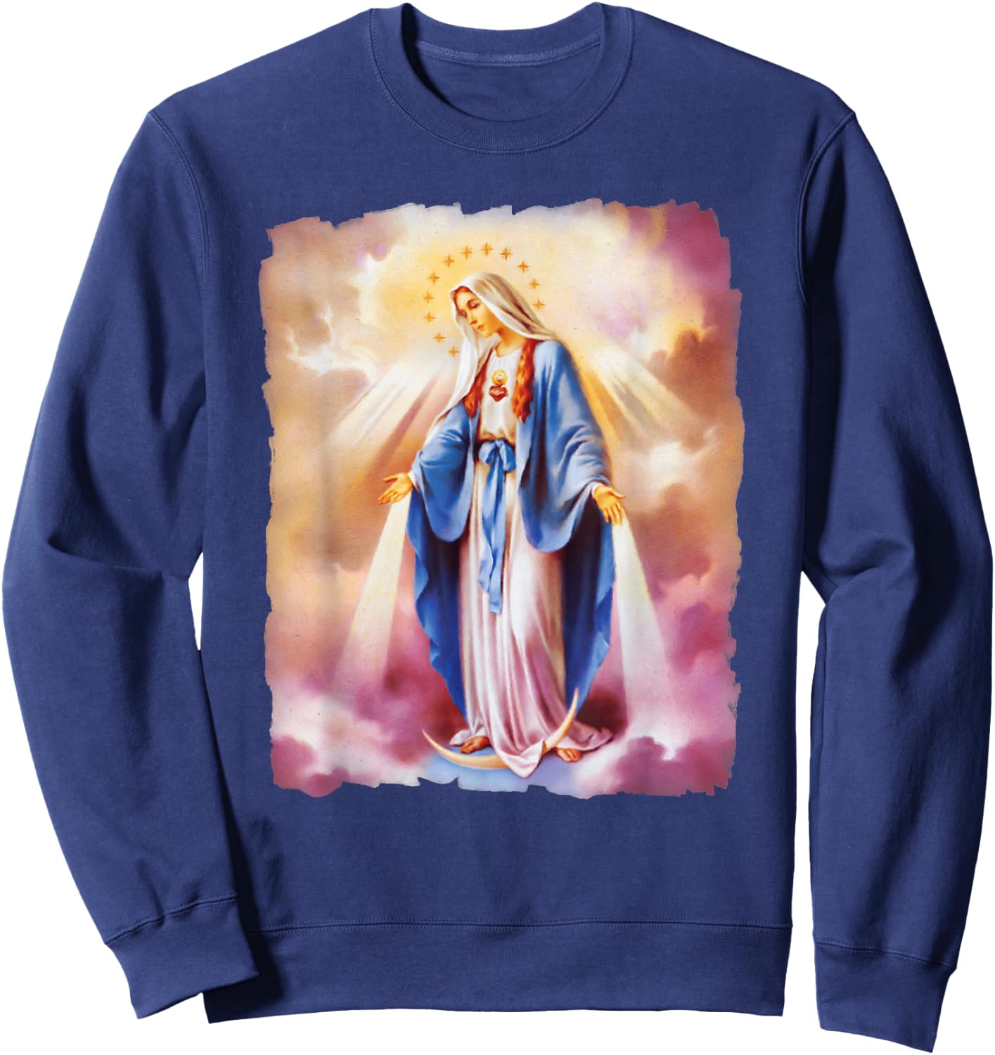 Virgin Mary Catholic Regina Maria Sweatshirt - Sweatshirt | Navy