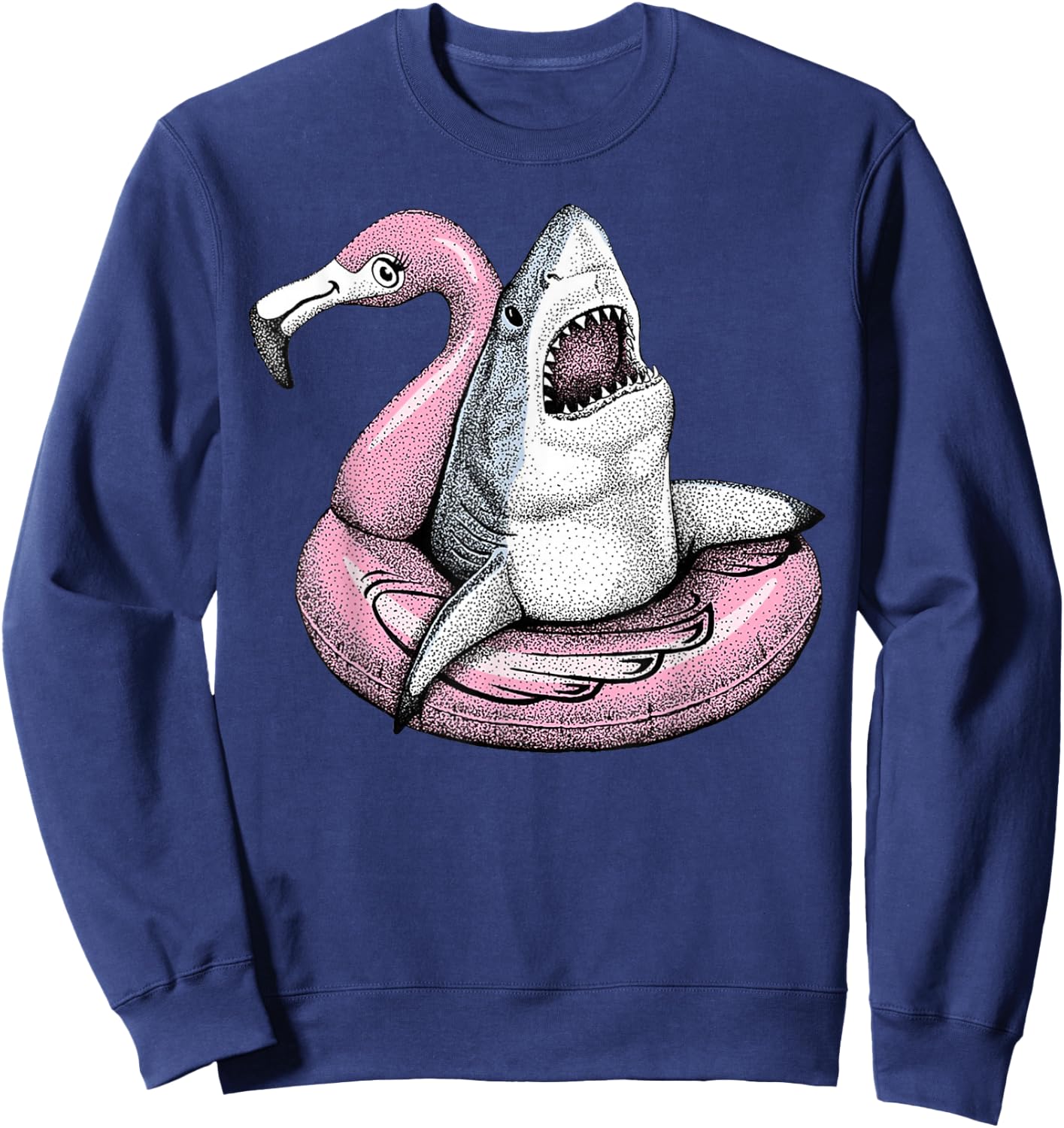 Hello Summer Matching Family Flamingo Pool Shark Beach Sweatshirt - Sweatshirt | Navy