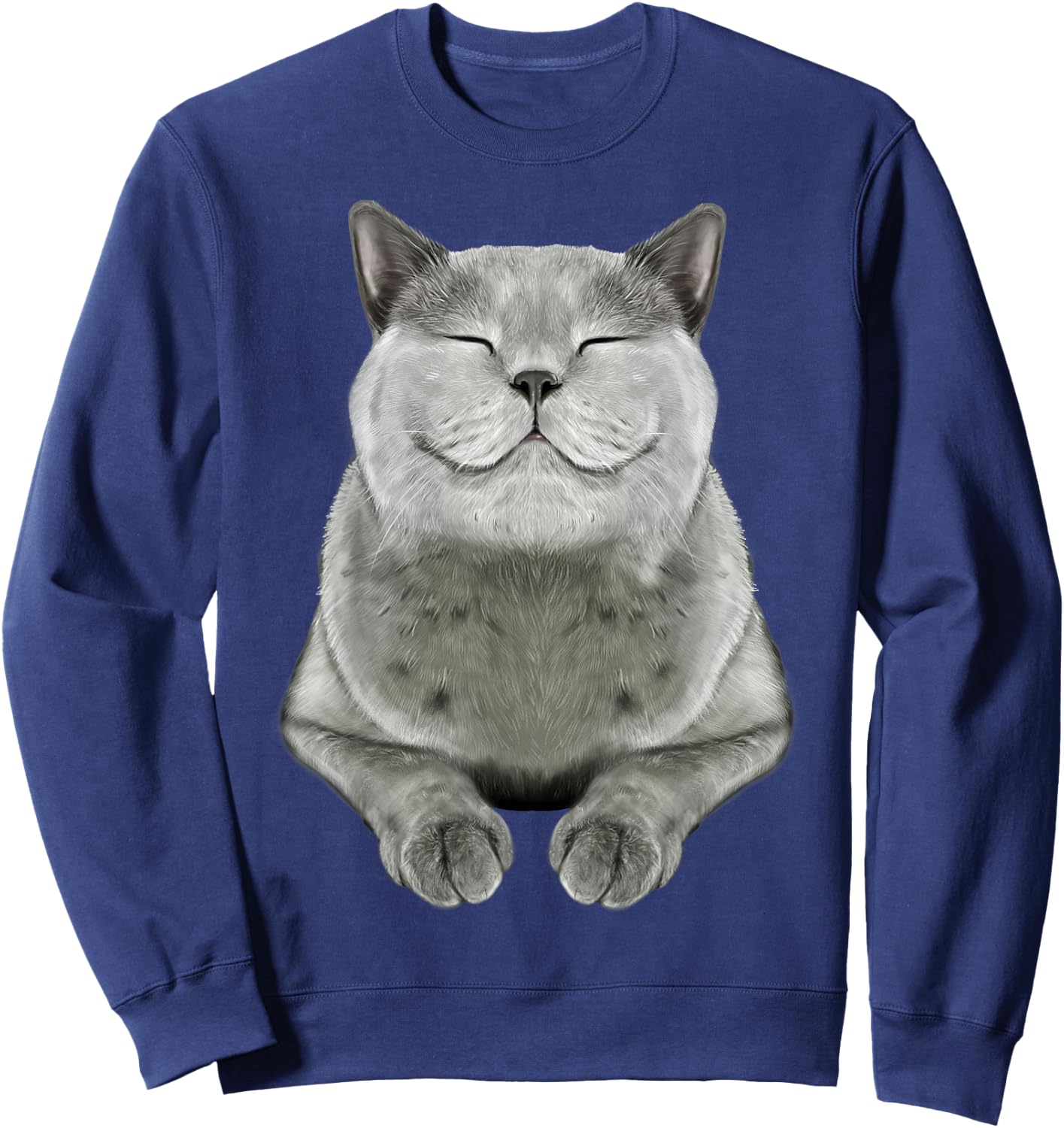Grey Cat Smile Eager Face Cats Shirt Gifts Sweatshirt - Sweatshirt | Navy