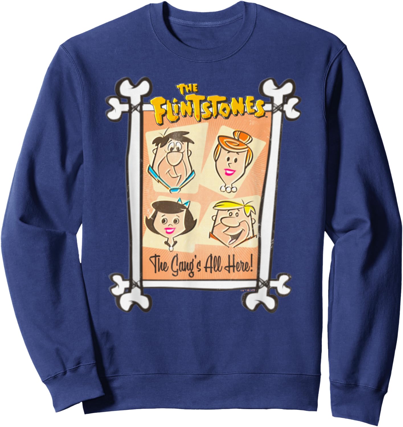 The Flintstones Fred Wilma The Gang's All Here Sweatshirt - Sweatshirt | Navy
