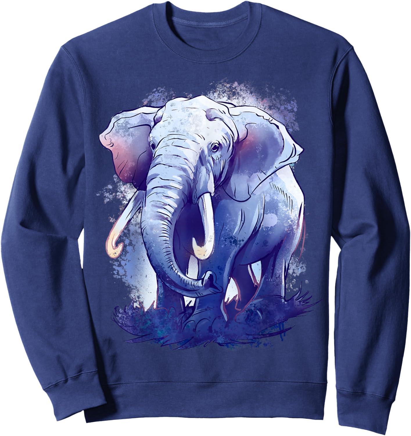 Elephant Animal Art Colourful Animal Lovers Elephant Sweatshirt - Sweatshirt | Navy